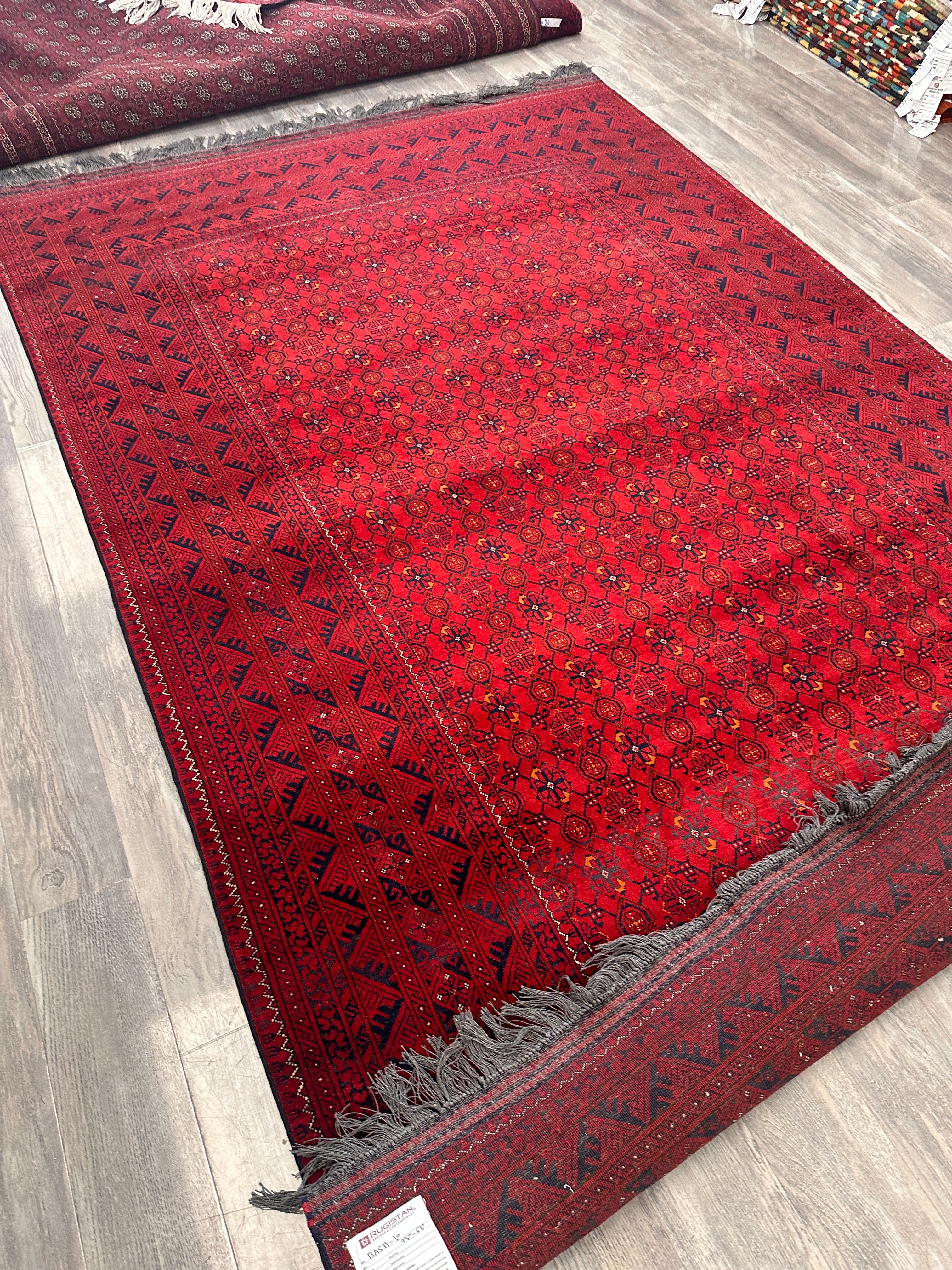 Hand-Knotted Afghani Bashiri Wool Rug – 6’6″ x 9’8″