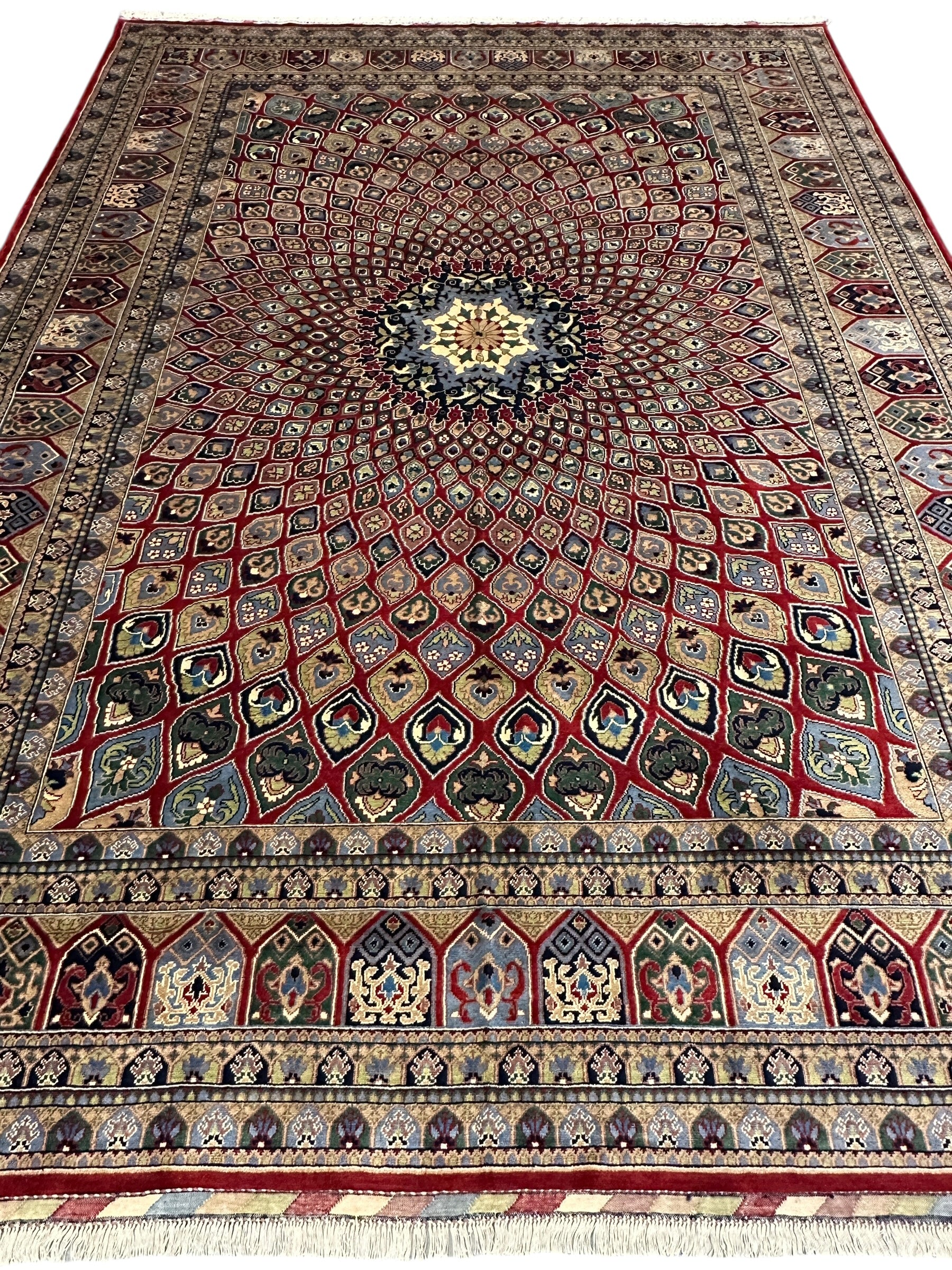 Hand-Knotted Afghani Parak Wool Rug | Dome Design | 8′ x 12′