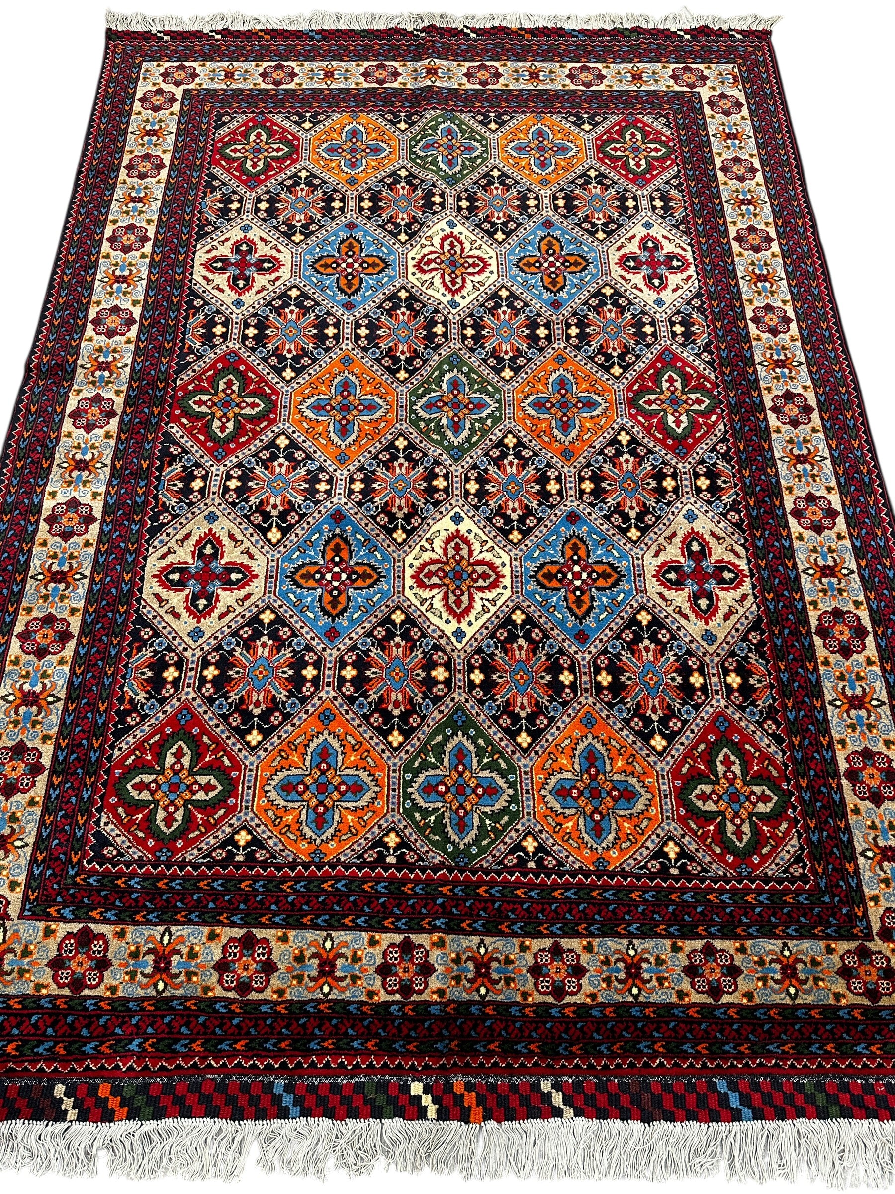 Hand-Knotted Afghani Kashi Wool Rug – 4’9″ x 6’10″