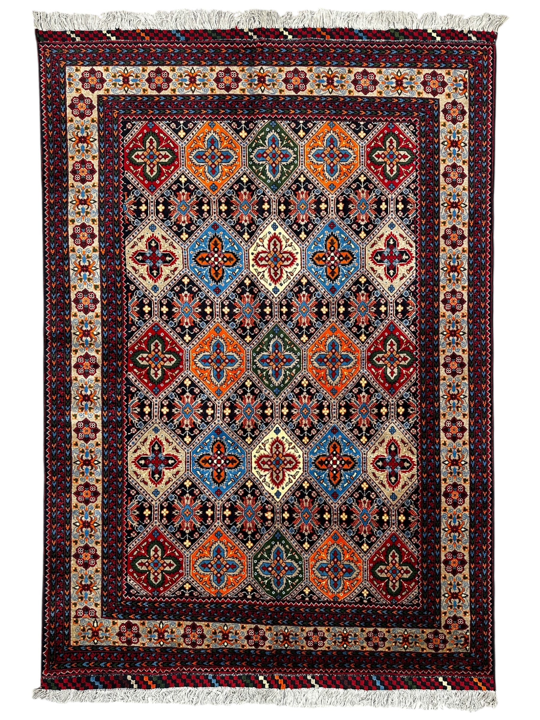 Hand-Knotted Afghani Kashi Wool Rug – 4’9″ x 6’10″