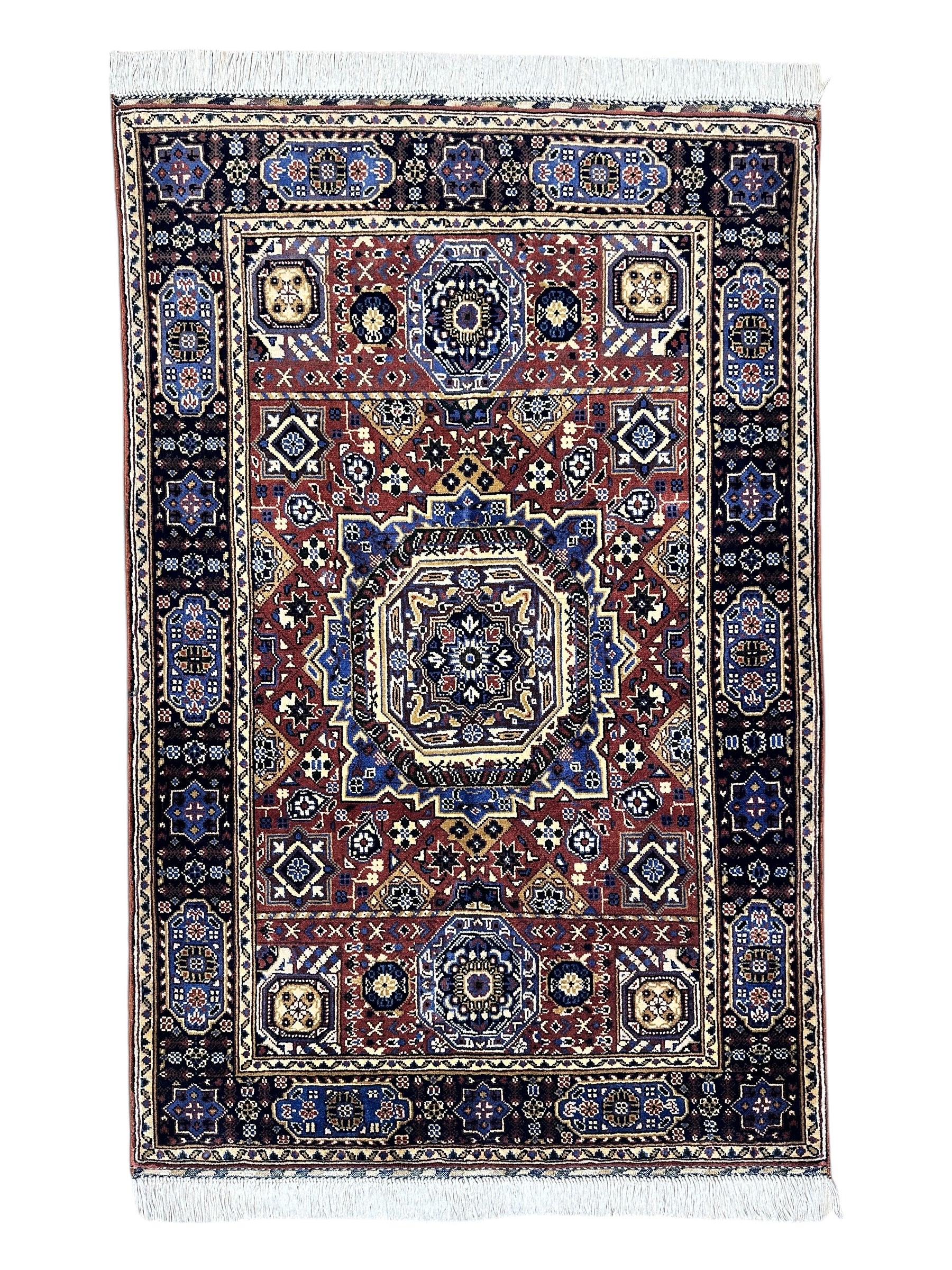 Hand-Knotted Afghani Mamluk Wool Rug – 3’4″ x 5’2″