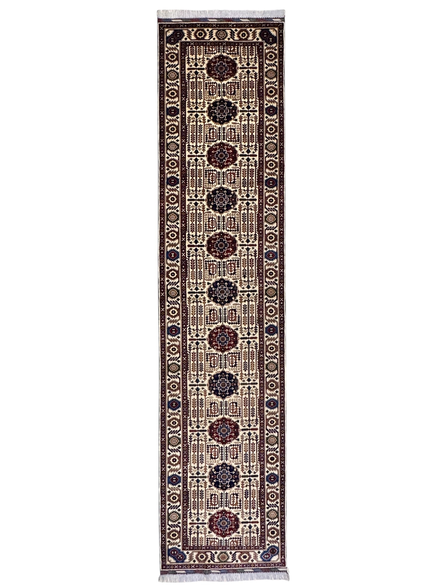 Hand-Knotted Afghani Gandomi Wool Rug – 3’2″ x 13’4″