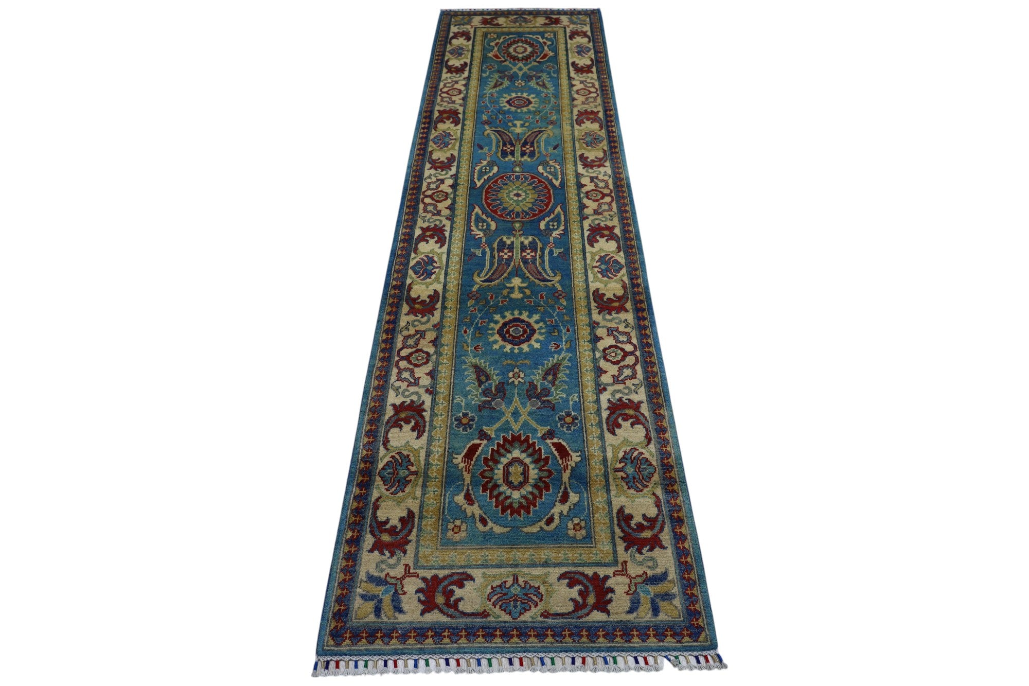 Hand-Knotted Afghani Kazak Wool Rug – 2’8″ x 9’9″
