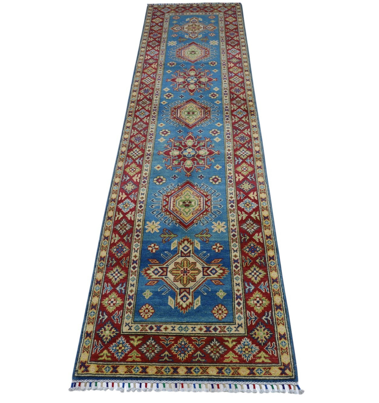Hand-Knotted Afghani Kazak Wool Rug – 2’9″ x 9’9″