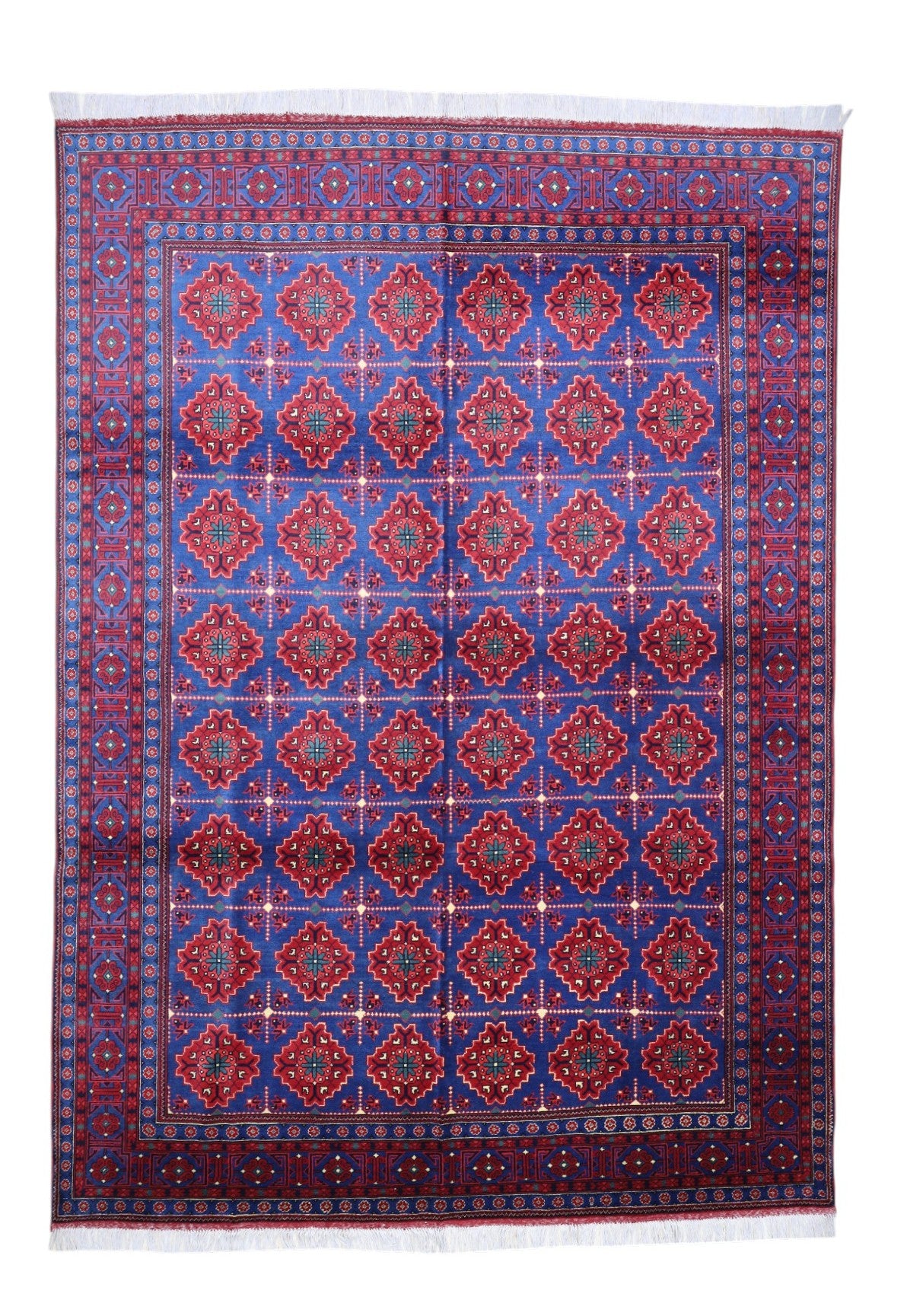 Hand-Knotted Afghani Sareqi Wool Rug – 6’8″ x 9’4″