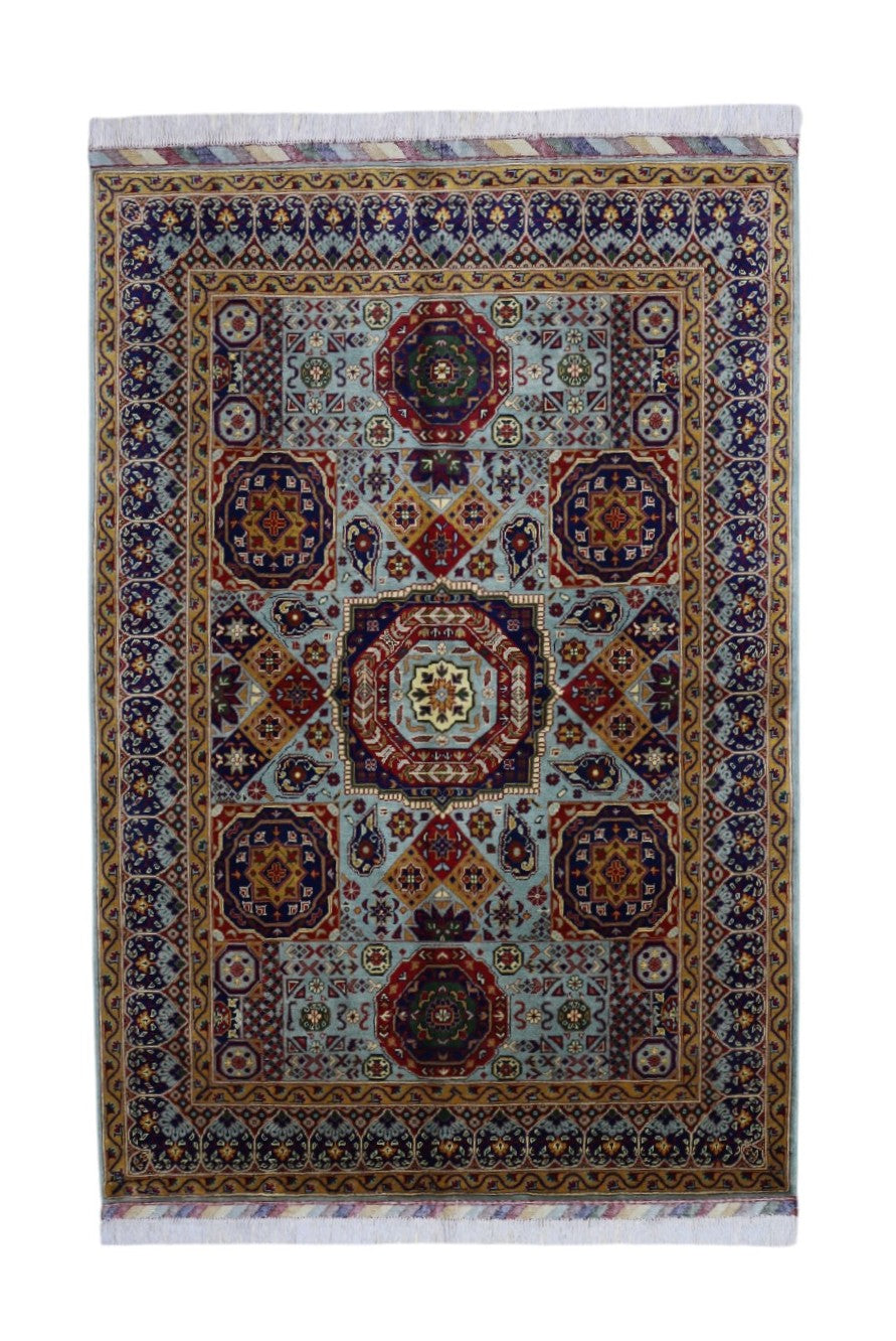 Hand-Knotted Afghani Mamluk Wool Rug – 4’11″ x 7’2″