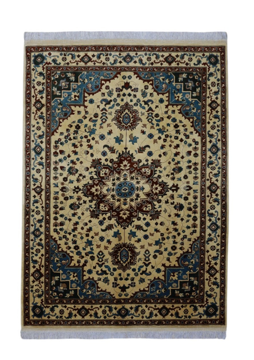 Hand-Knotted Afghani Barg Wool Rug – 5’0″ x 6’11″