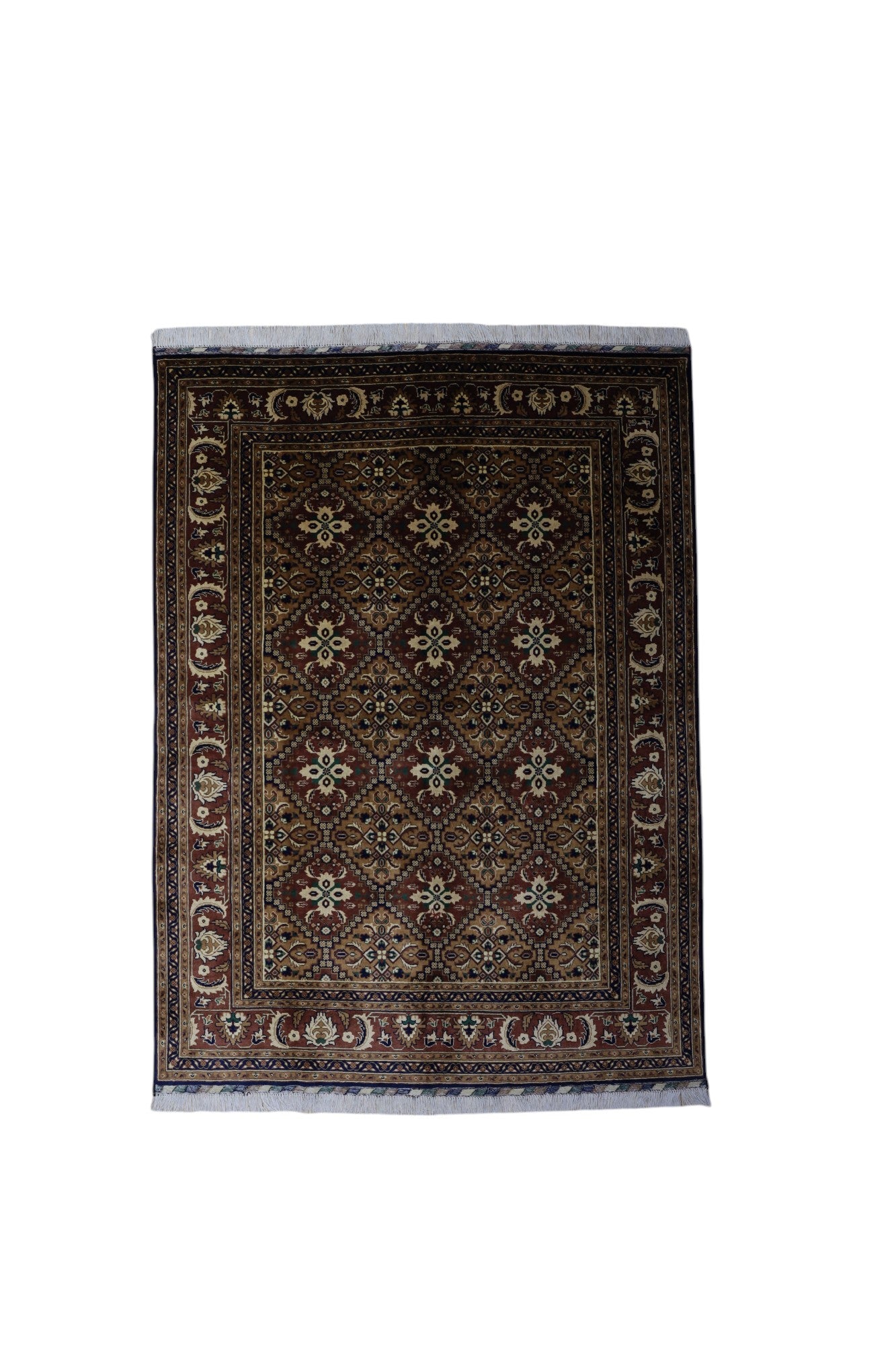 Hand-Knotted Afghani Yusufi Wool Rug – 5’8″ x 7’7″