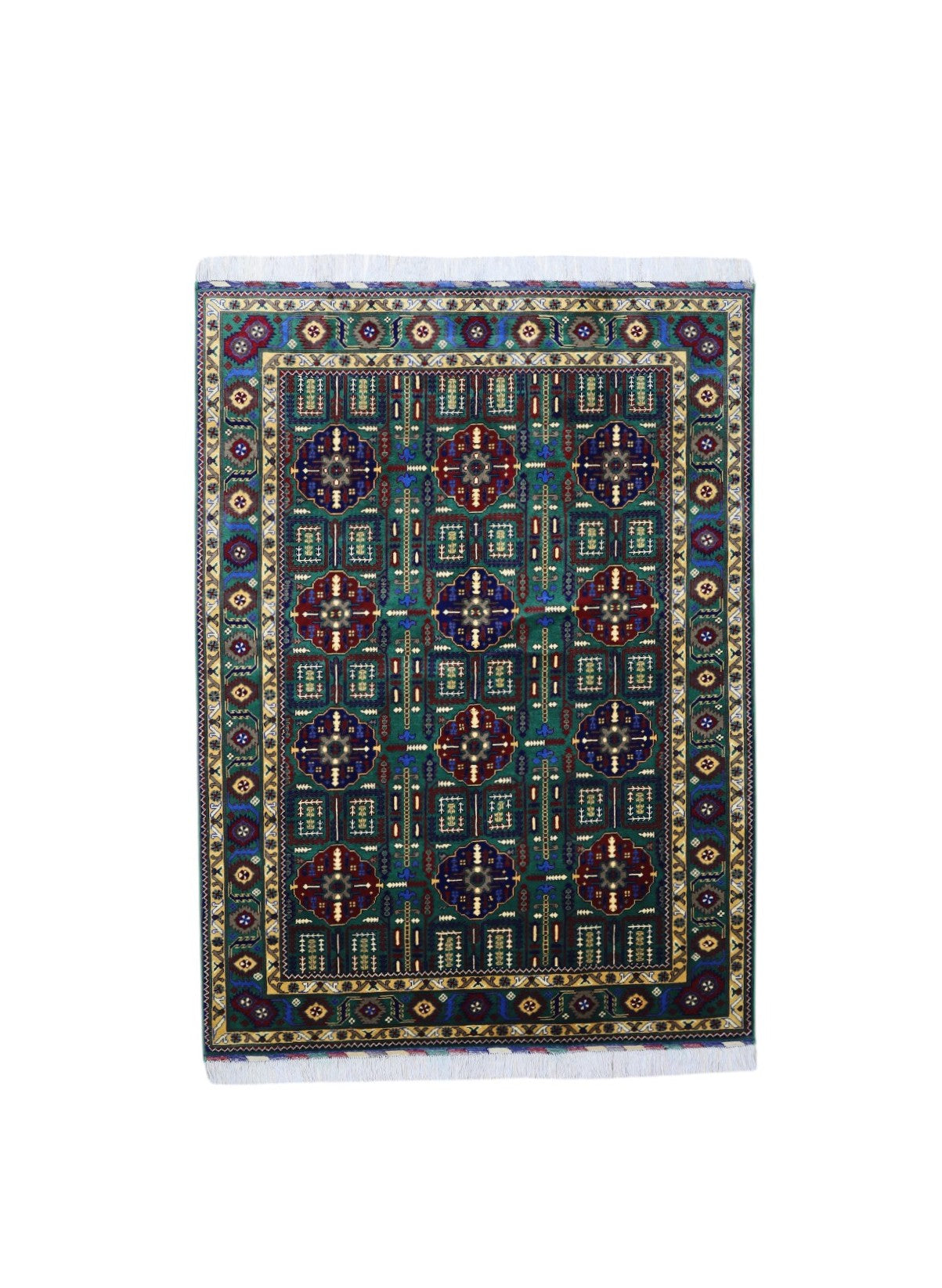 Hand-Knotted Afghani Gandom Wool Rug – 4’11″ x 6’9″