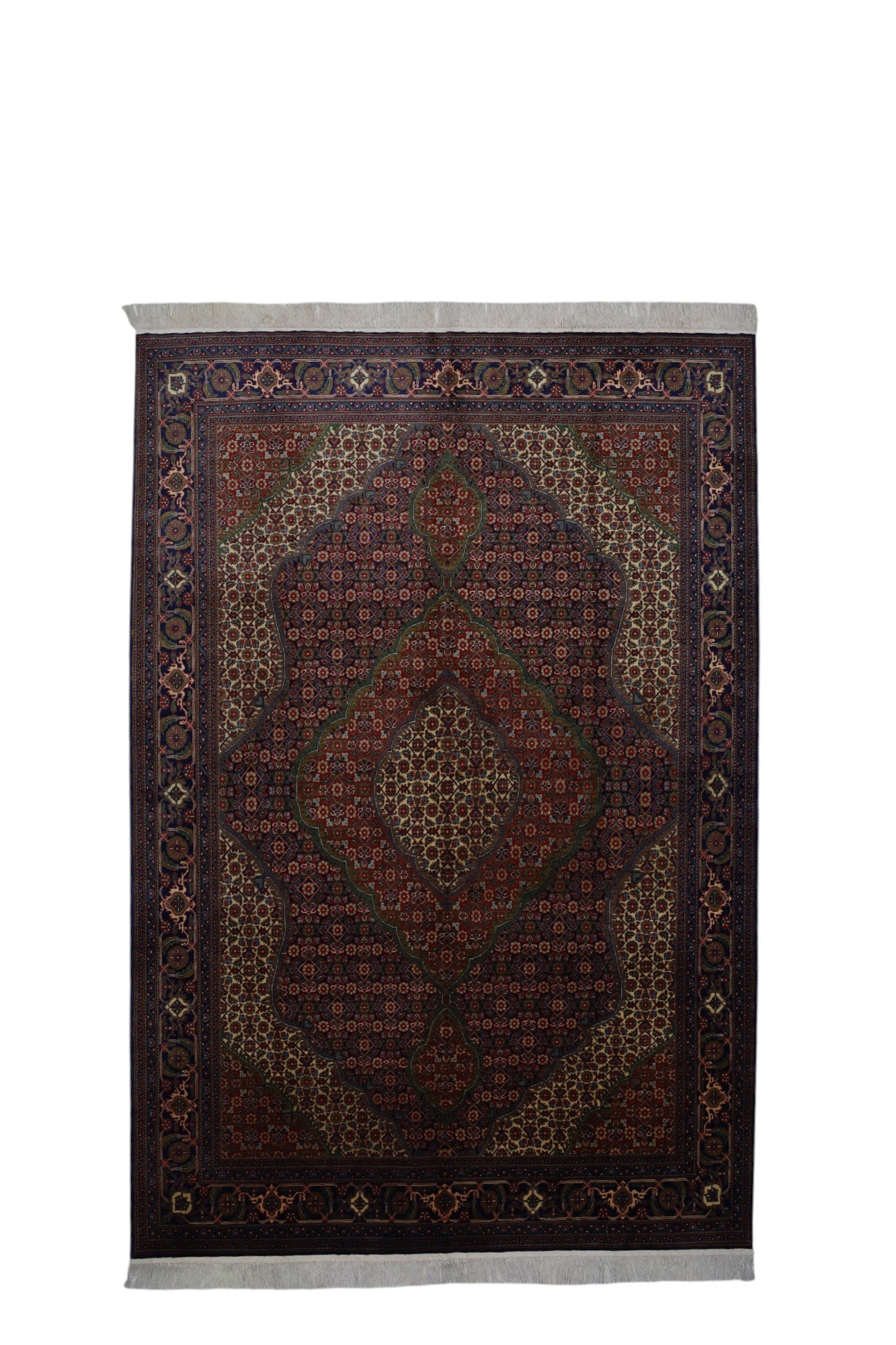 Hand-Knotted Afghani Rezmahi Wool Rug – 6’6″ x 9’7″
