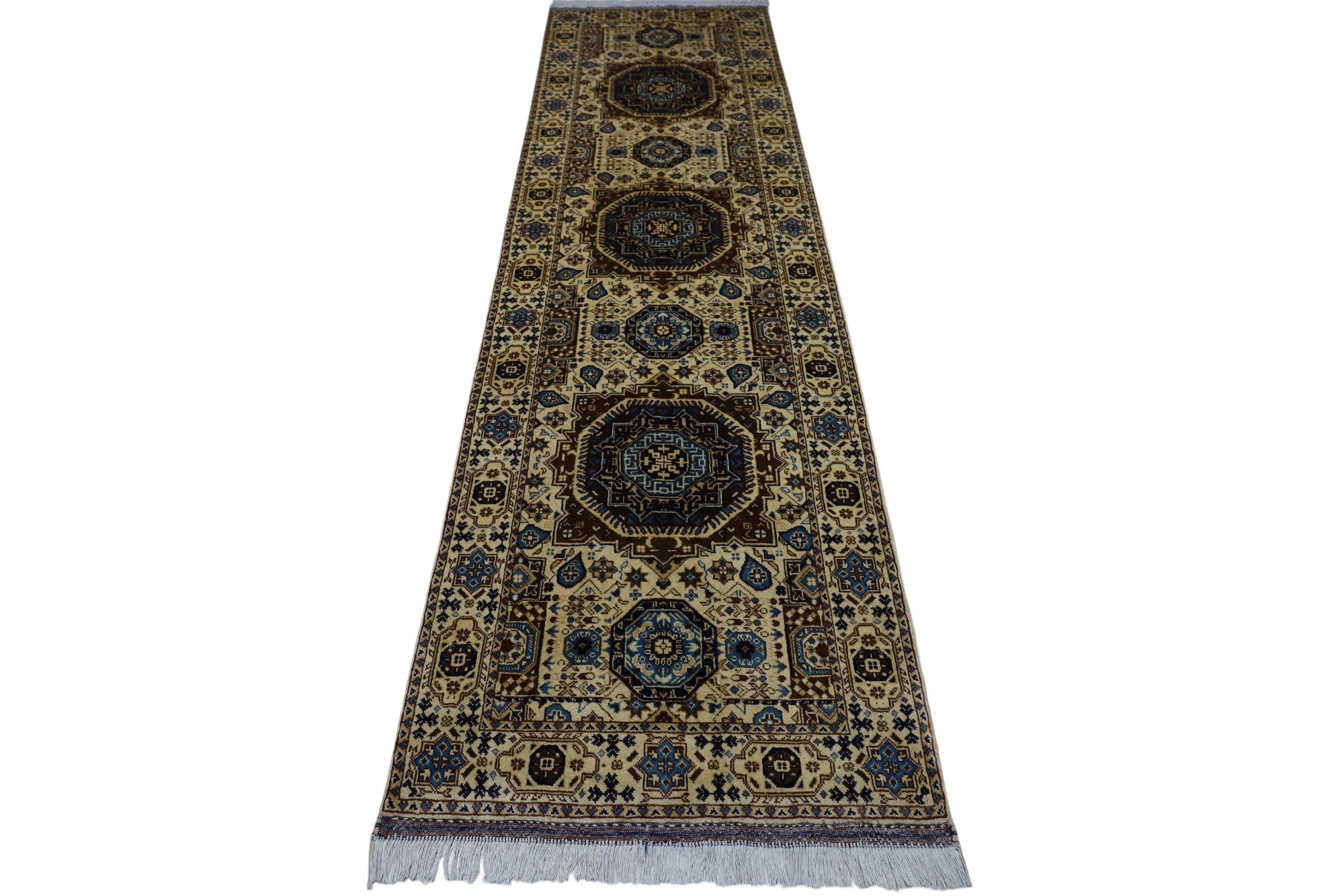 Hand-Knotted Afghani Mamluk Wool Rug – 2’9″ x 9’5″
