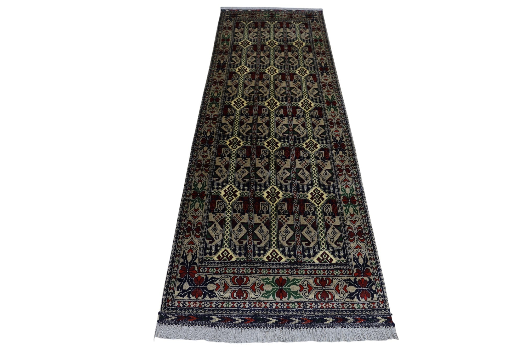 Hand-Knotted Afghani Ala Bakhmal Wool Rug – 2’7″ x 6’7″