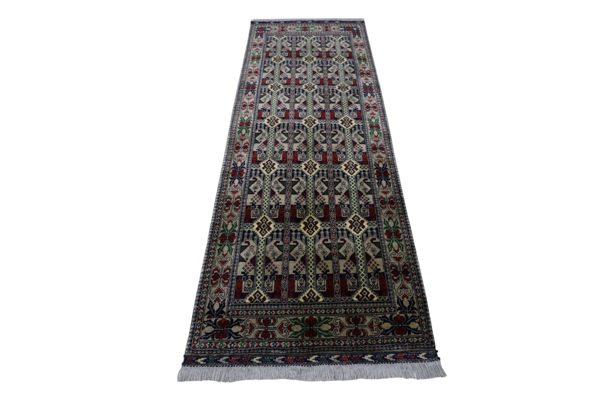 Hand-Knotted Afghani Ala Bakhmal Wool Rug – 2’7″ x 6’7″