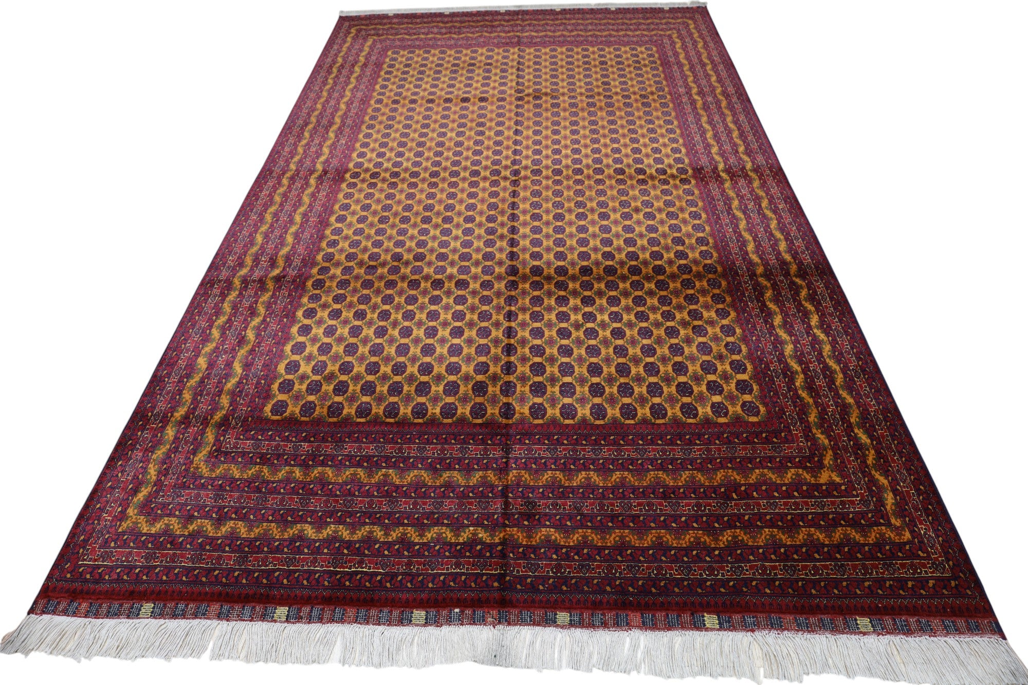 Hand-Knotted Afghani Khwaja Rushna Wool Rug – 6’7″ x 9’8″