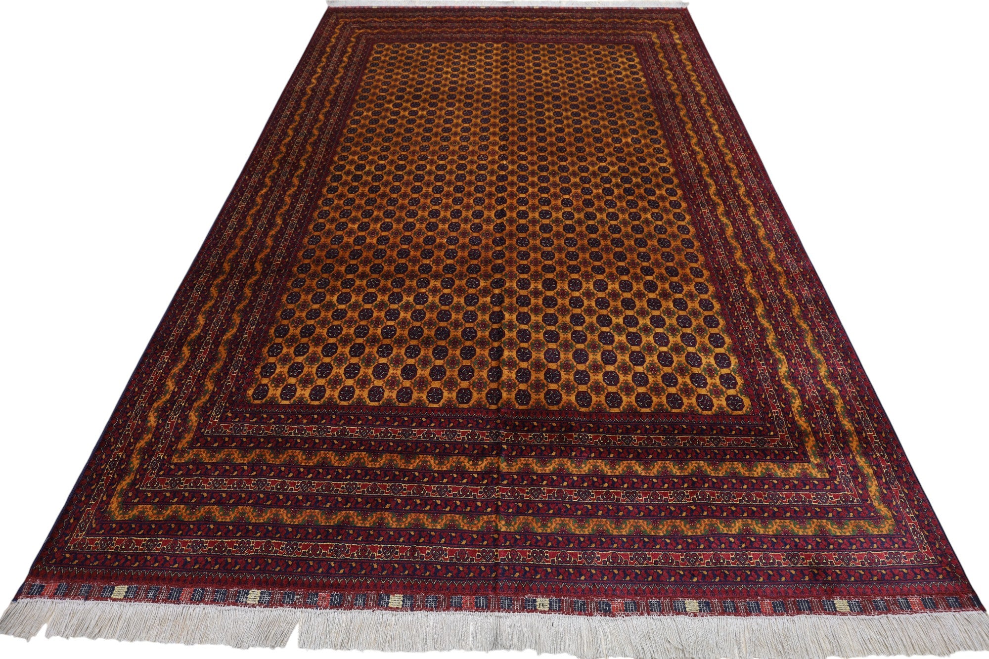 Hand-Knotted Afghani Khwaja Rushna Wool Rug – 6’7″ x 9’8″