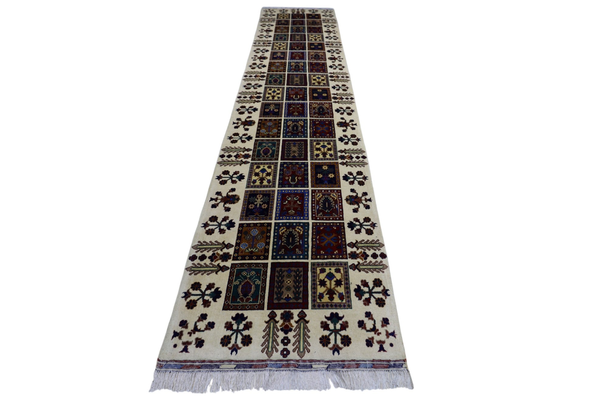Hand-Knotted Afghani Bakhteiari Wool Rug – 3’0″ x 12’10″