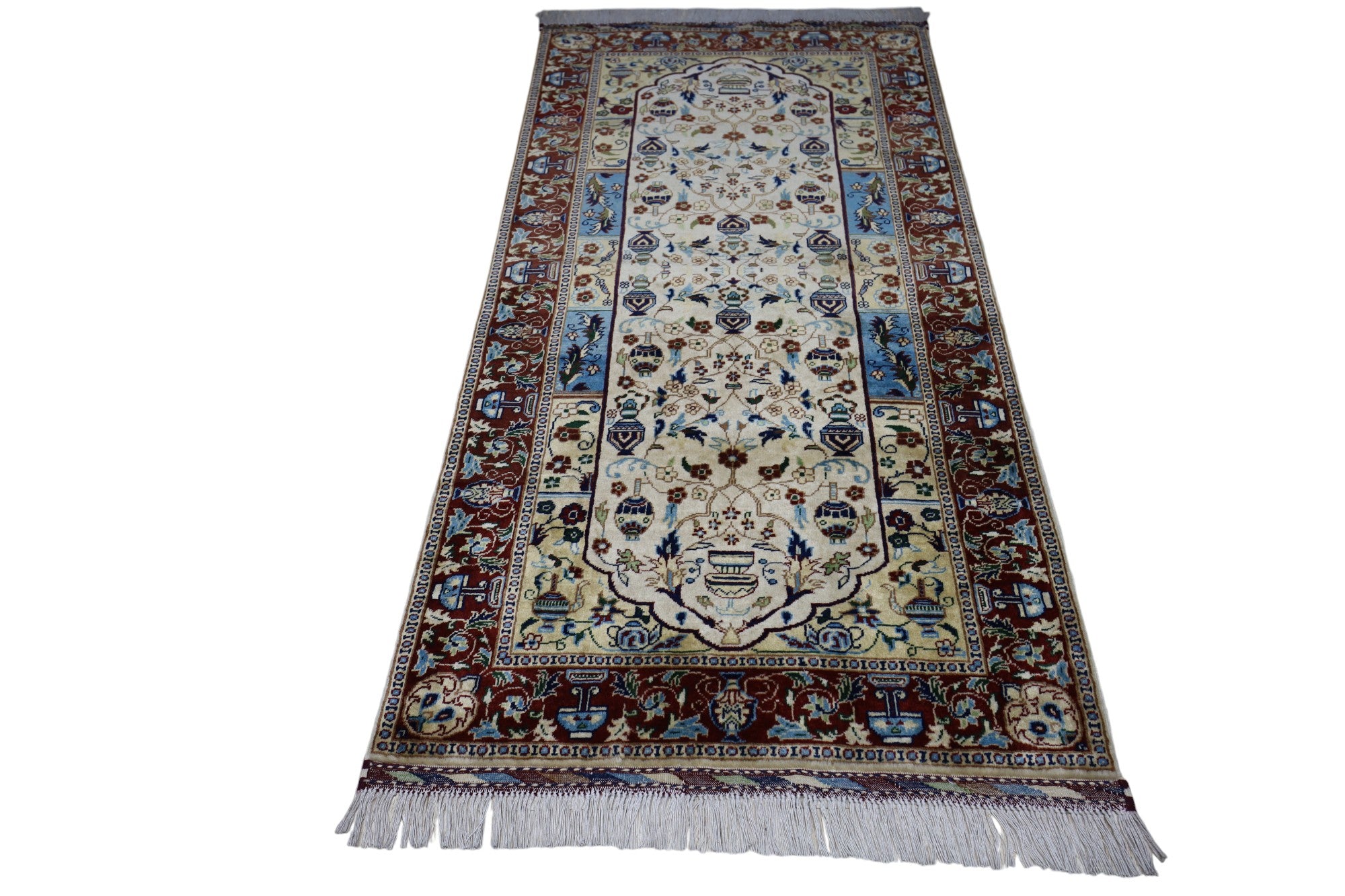 Hand-Knotted Afghani Vase Wool Rug – 3’1″ x 6’2″
