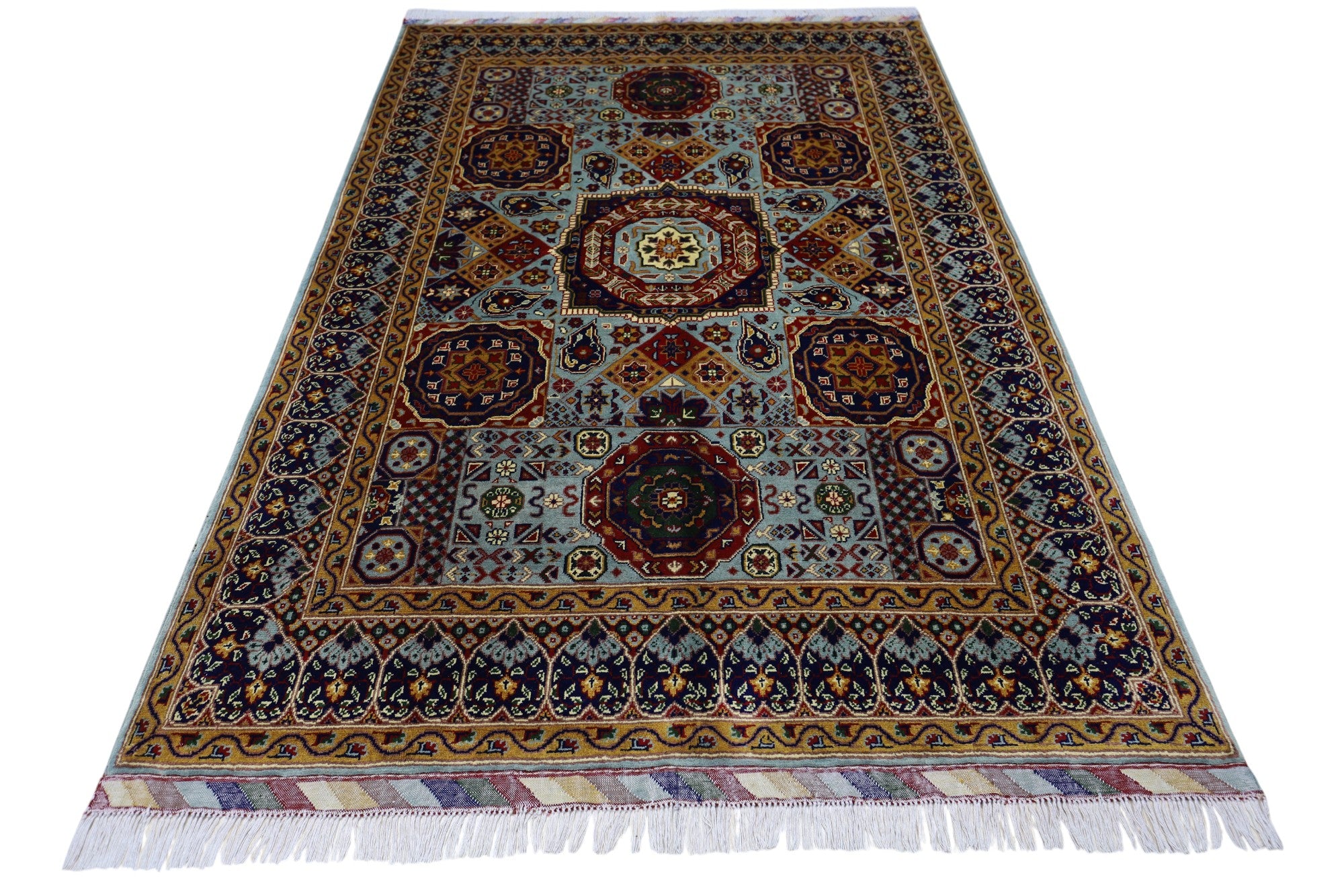 Hand-Knotted Afghani Mamluk Wool Rug – 4’11″ x 7’2″