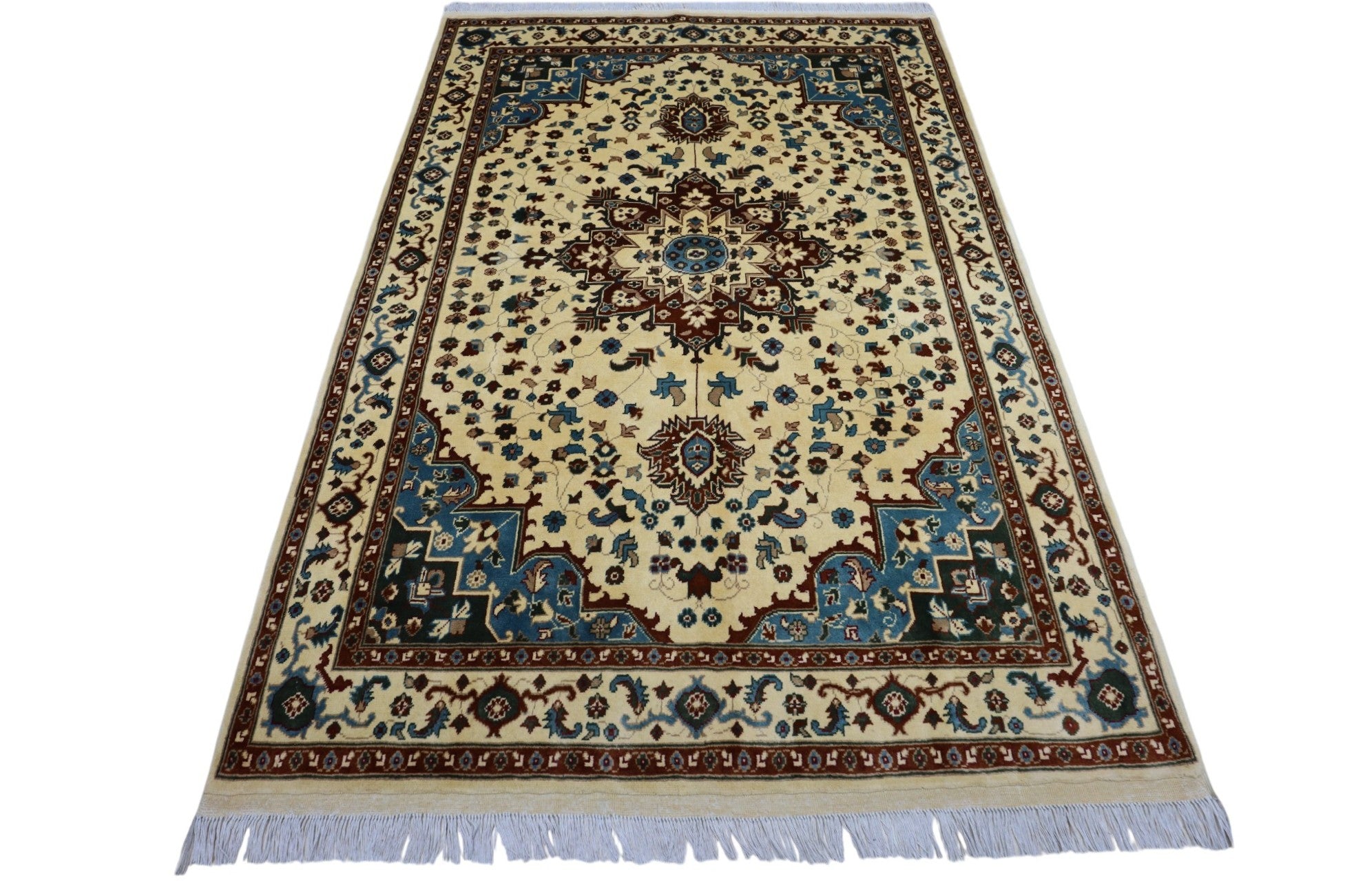 Hand-Knotted Afghani Barg Wool Rug – 5’0″ x 6’11″