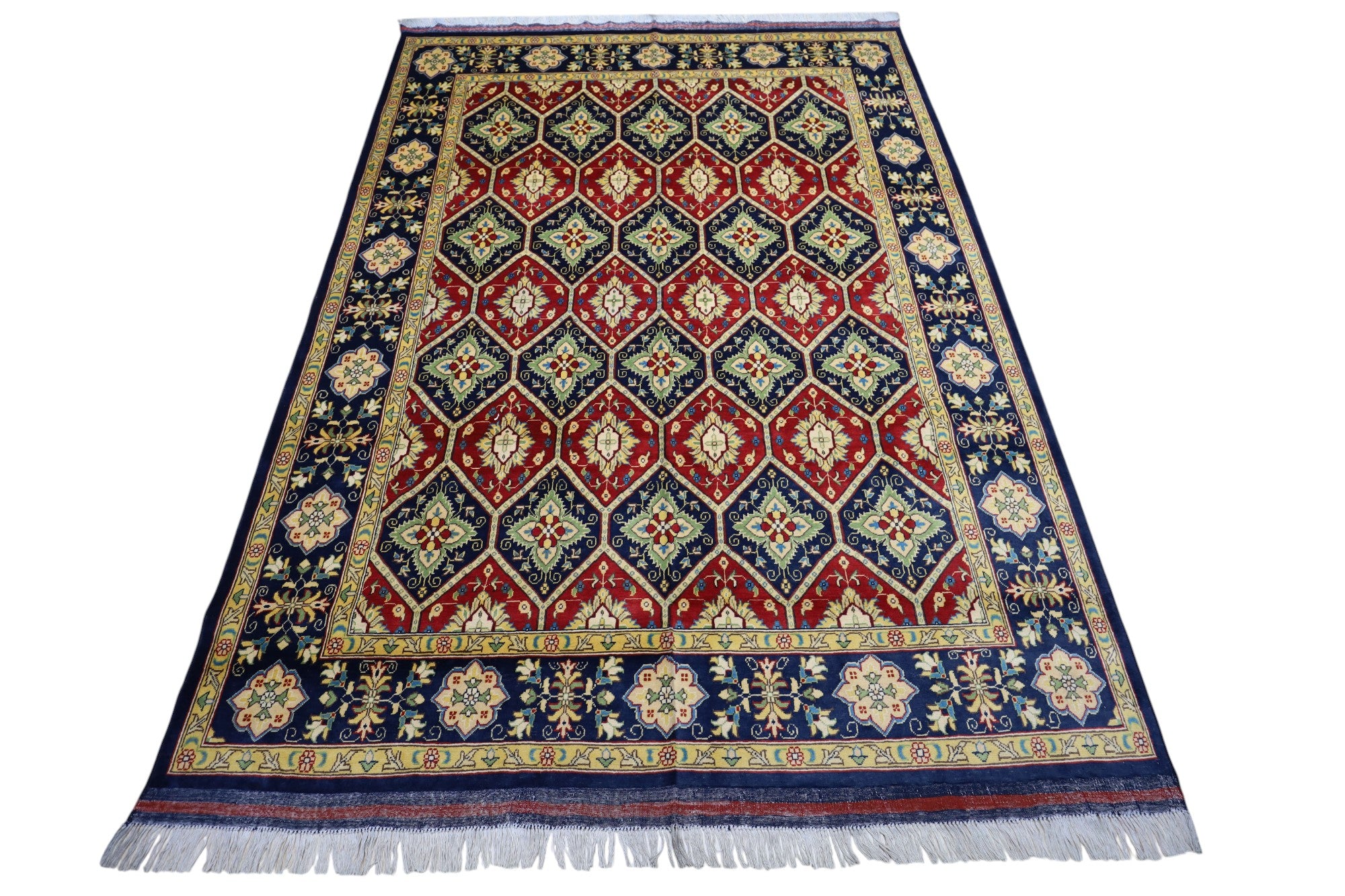 Hand-Knotted Afghani Kashi Wool Rug – 6’8″ x 9’4″