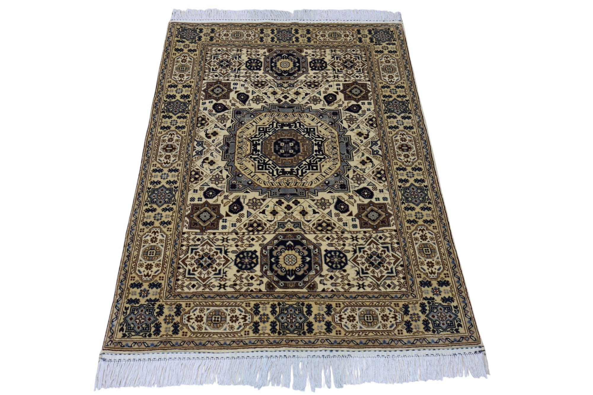 Hand-Knotted Afghani Mamluk Wool Rug – 3’4″ x 4’11″