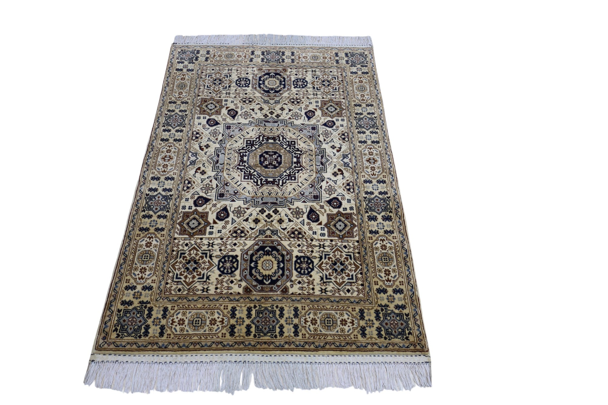 Hand-Knotted Afghani Mamluk Wool Rug – 3’4″ x 4’11″