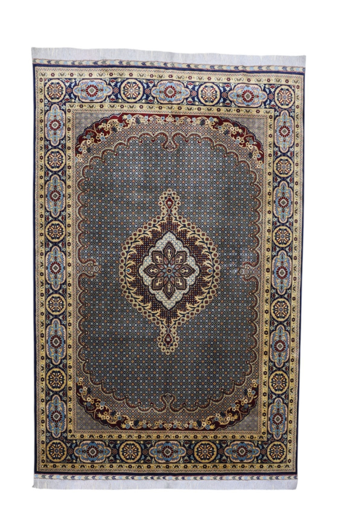 Hand-Knotted Afghani Rezmahi Wool Rug – 6’6″ x 9’10″
