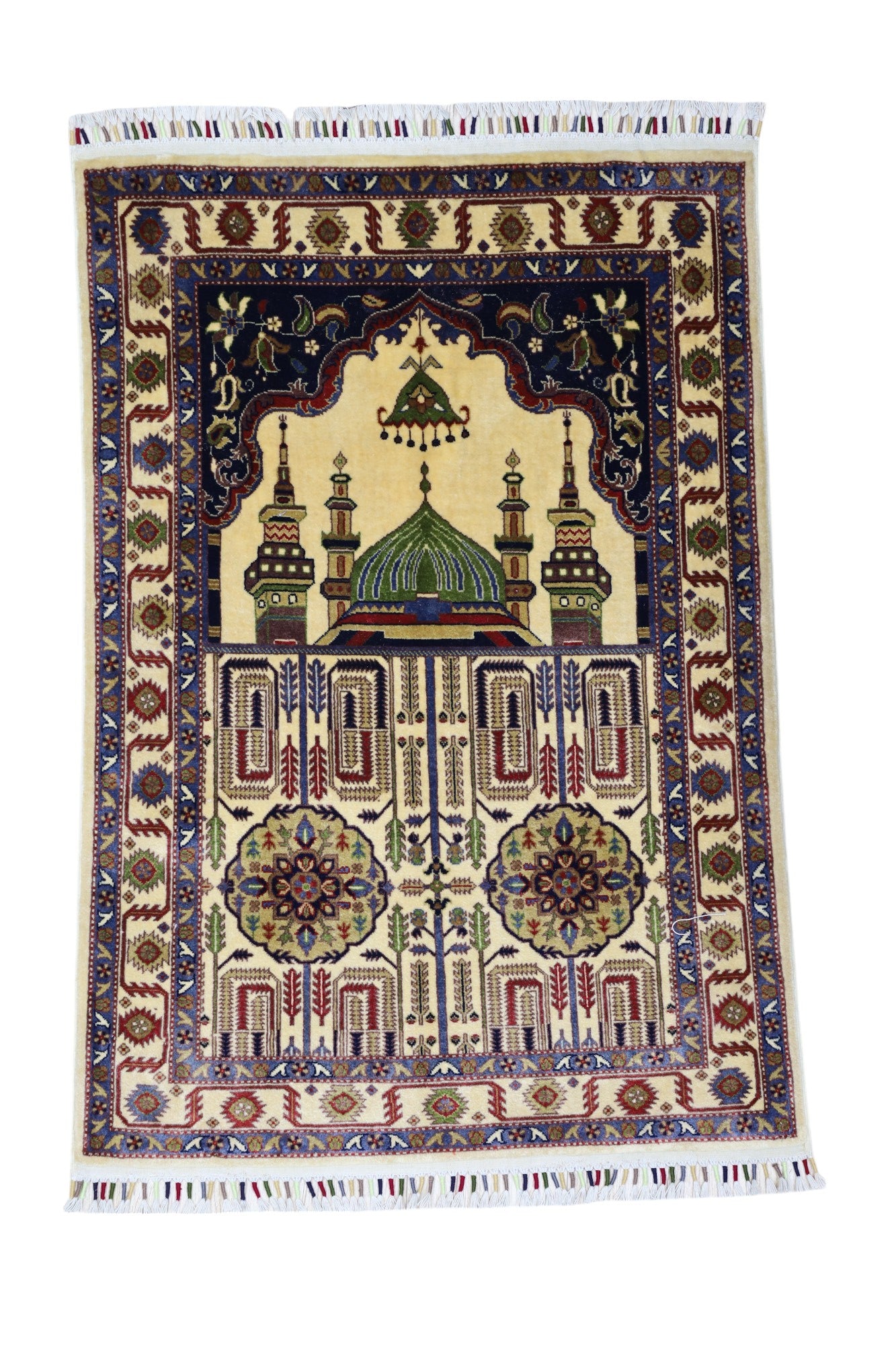 Hand-Knotted Afghani Wool Prayer Rug – 2’10″ x 4’1″