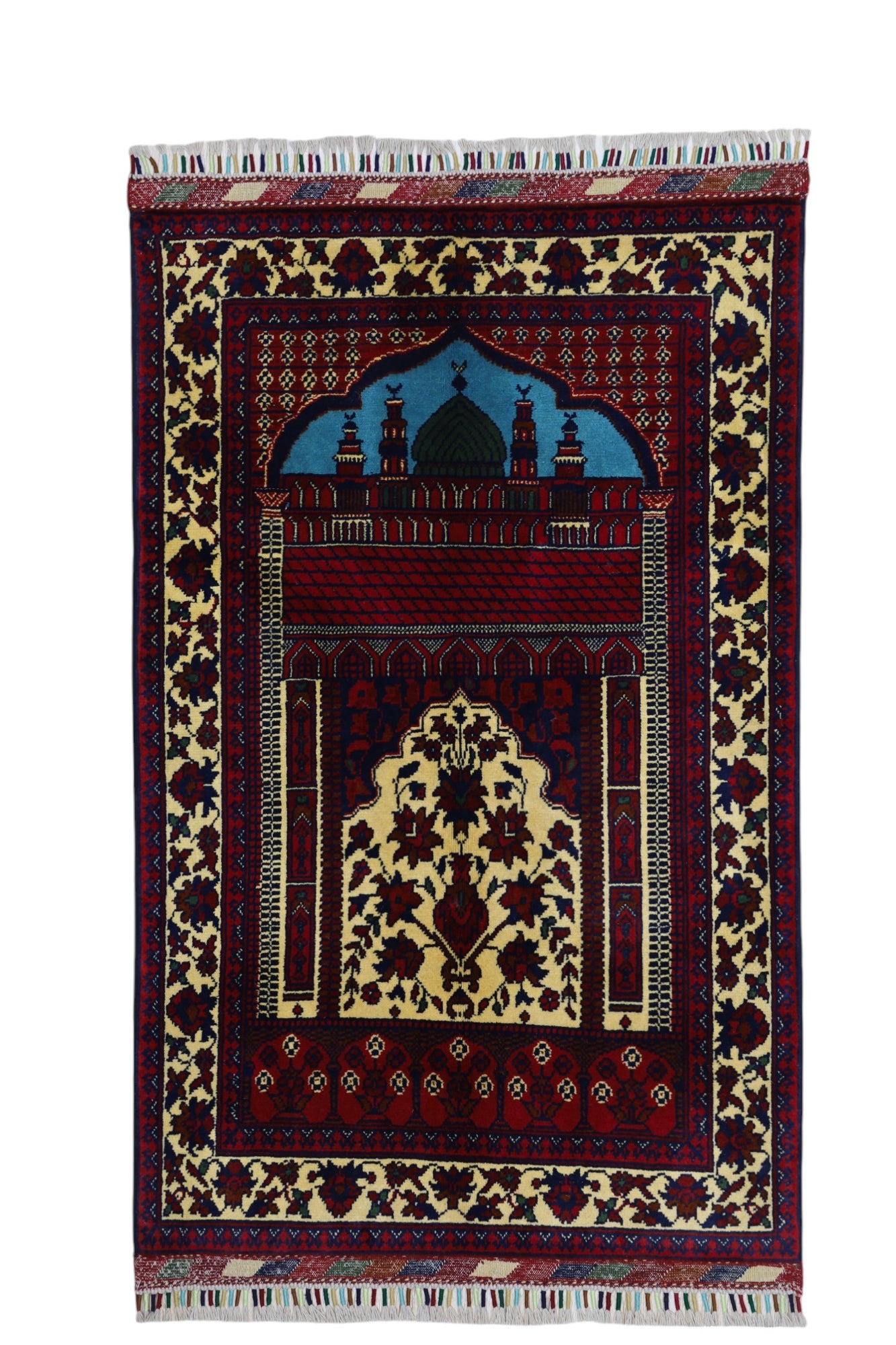 Hand-Knotted Afghani Wool Prayer Rug – 2’9″ x 4’3″