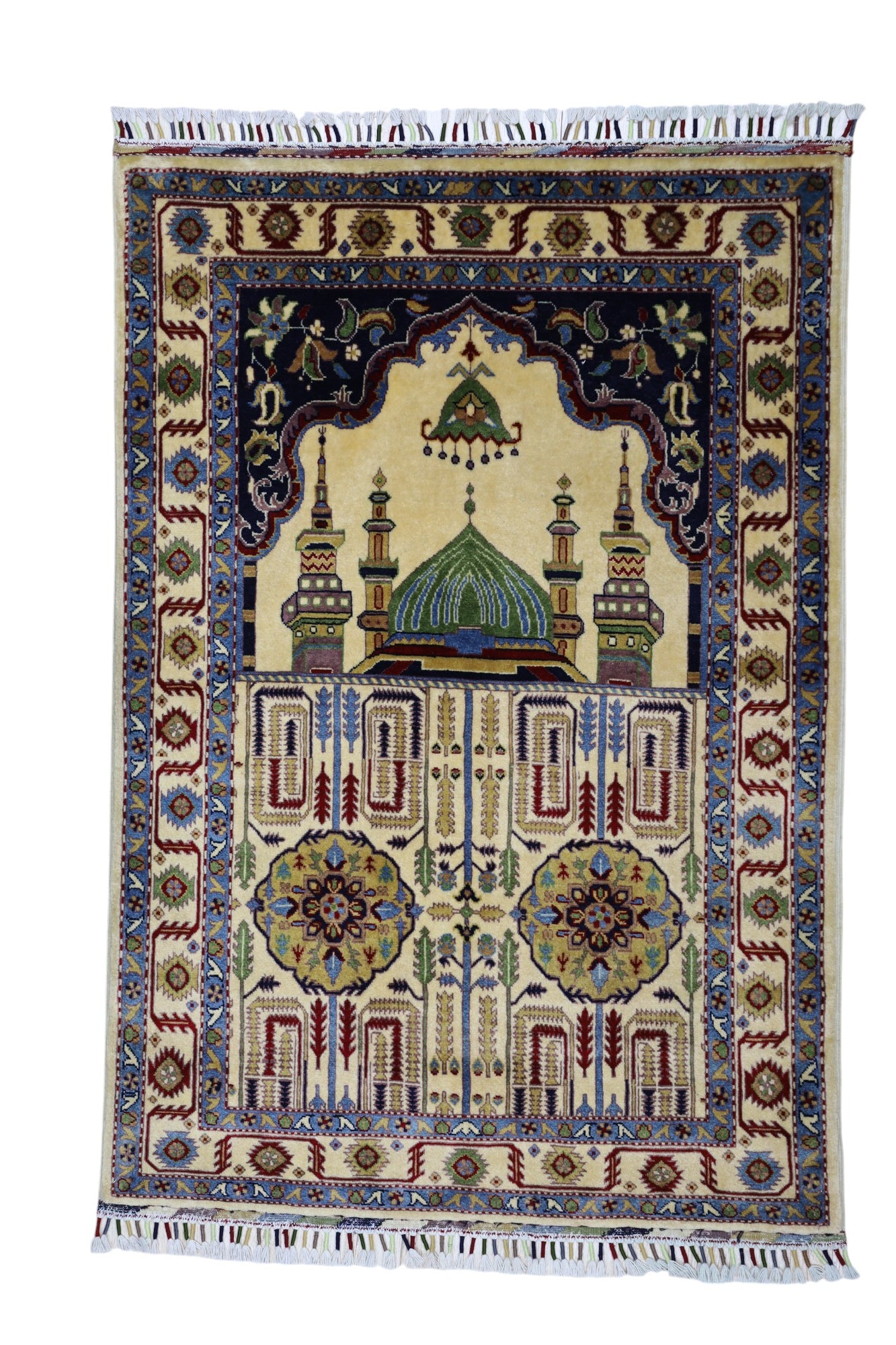 Hand-Knotted Afghani Wool Prayer Rug – 3’0″ x 4’4″