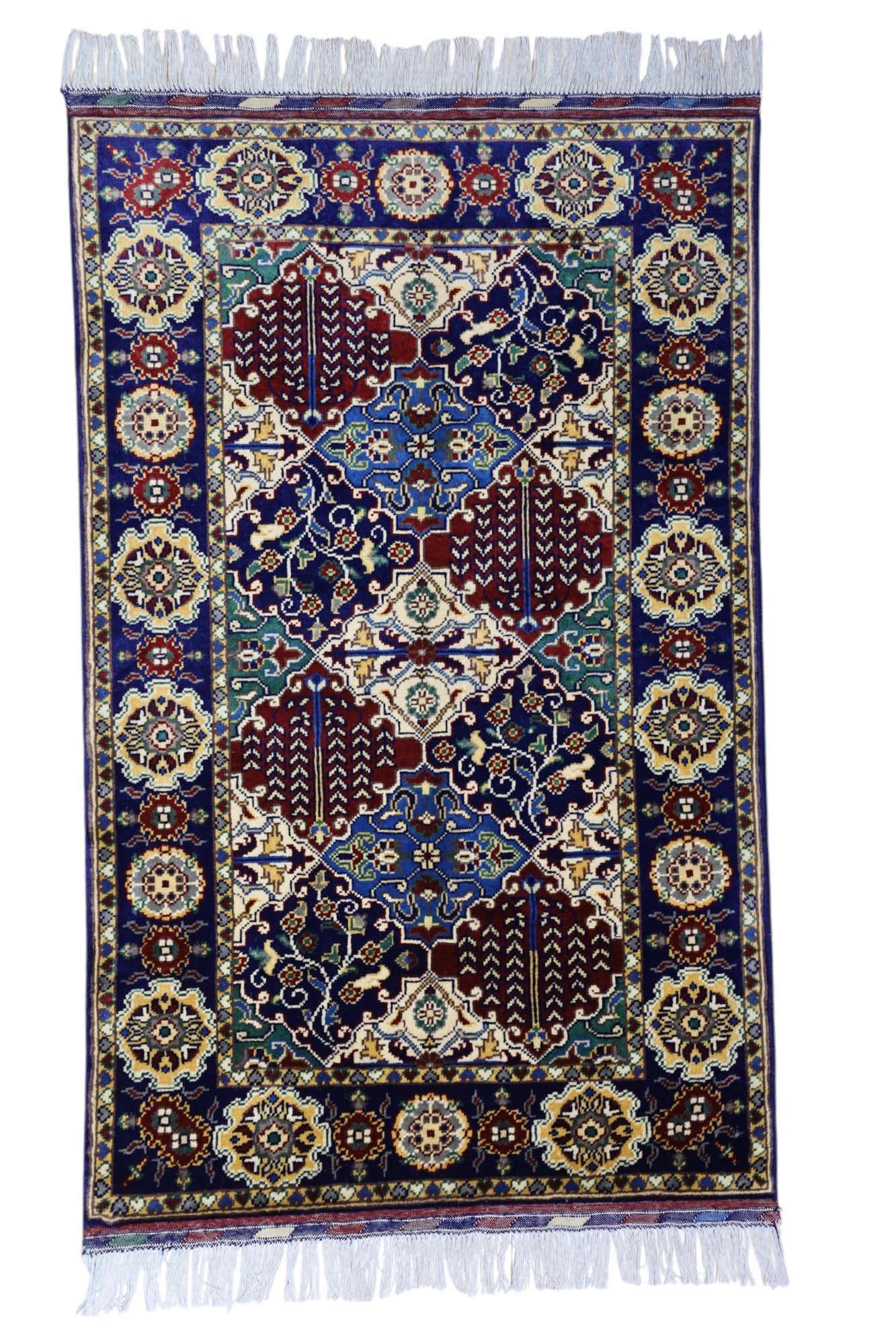 Hand-Knotted Afghani Satranji Wool Rug – 2’9″ x 4’5″