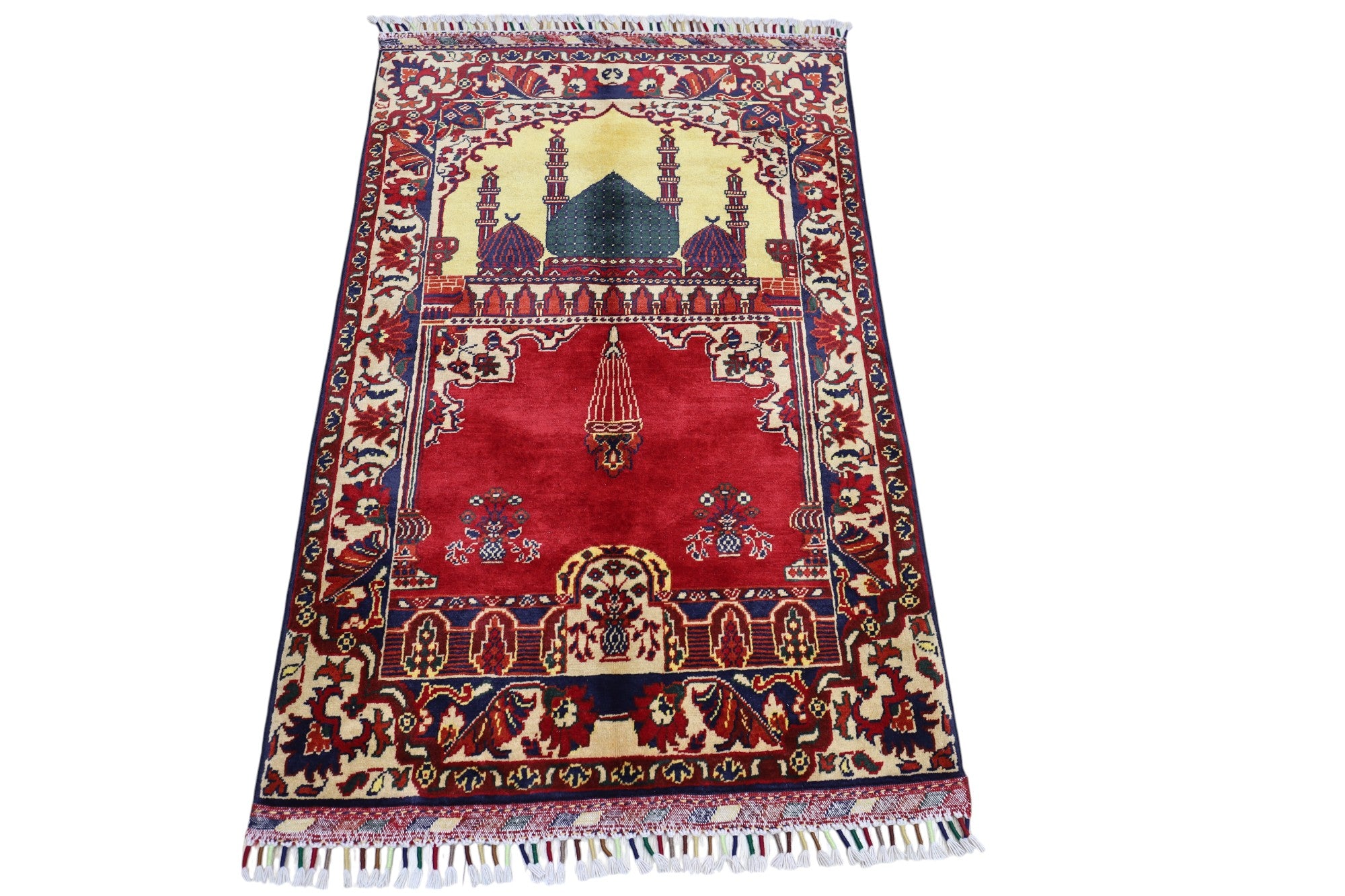 Hand-Knotted Afghani Wool Prayer Rug – 2’8″ x 4’0″