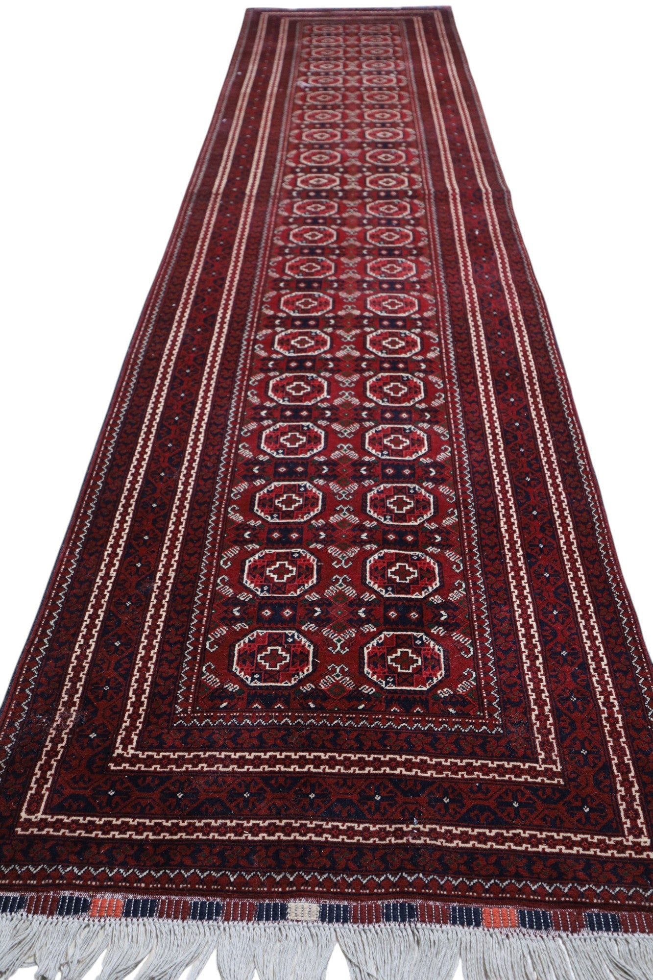 Hand-Knotted Afghani Fil Pai Wool Rug – 2’11″ x 12’8″