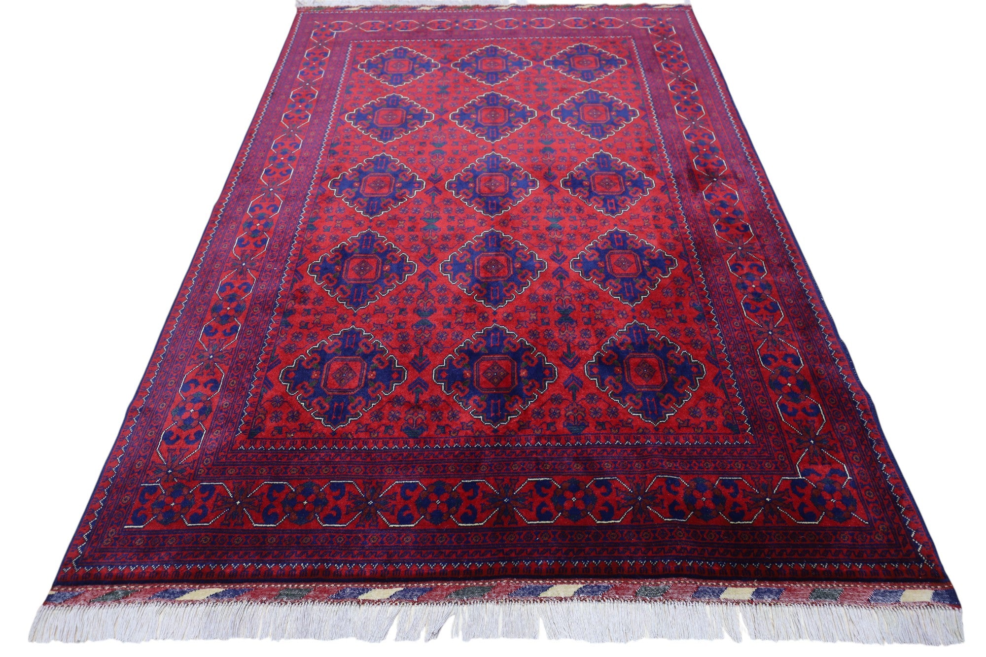 Hand-Knotted Afghani Khal Muhammadi Wool Rug – 5’0″ x 7’1″