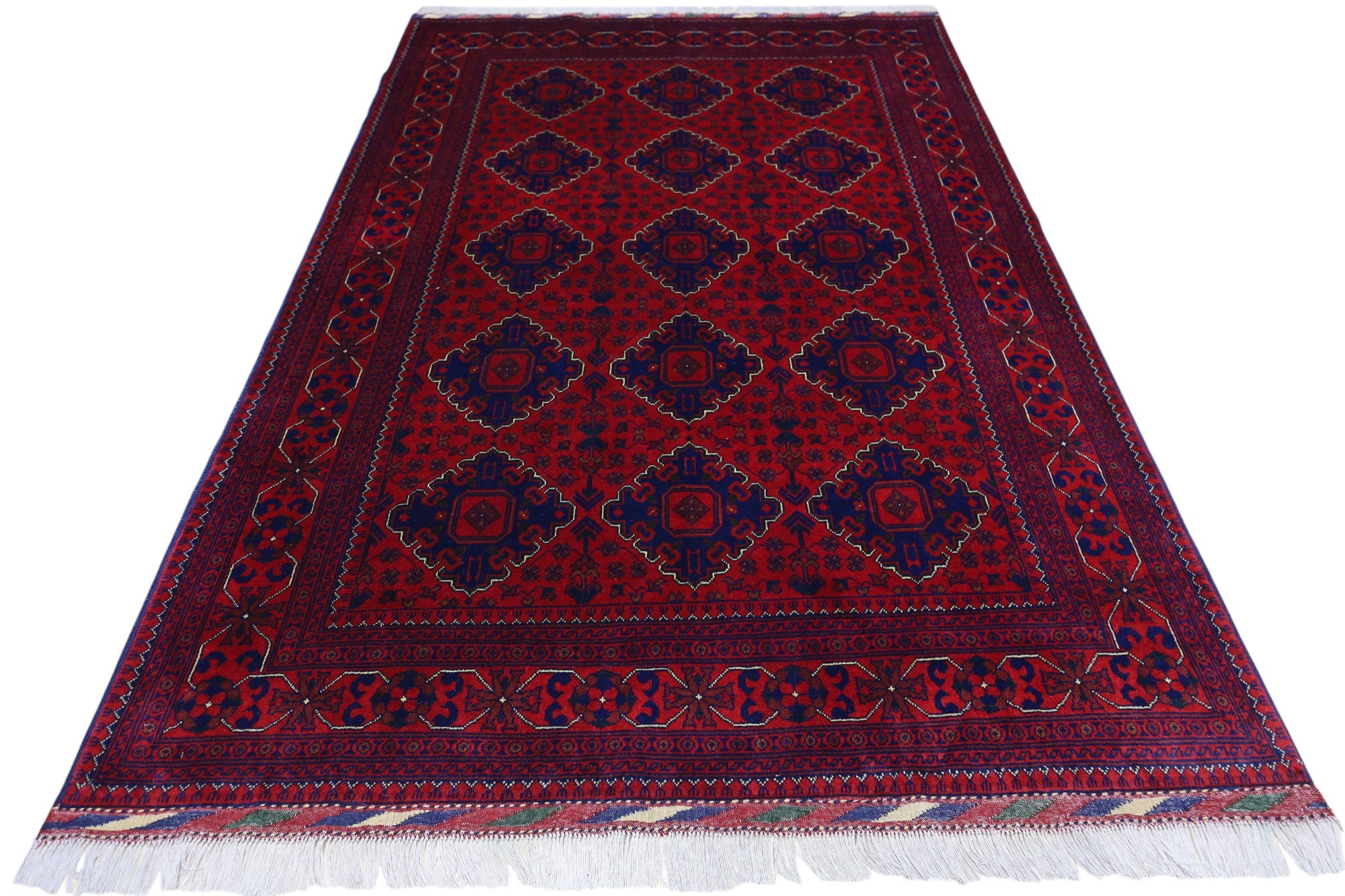 Hand-Knotted Afghani Khal Muhammadi Wool Rug – 5’0″ x 7’1″