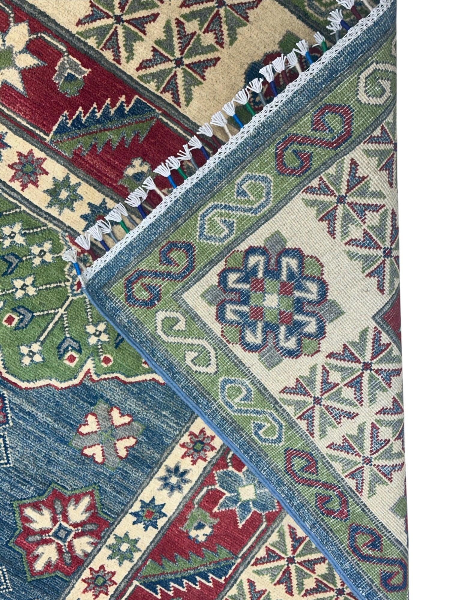 Hand-Knotted Afghani Kazak Wool Rug – 8’1” x 9’10”