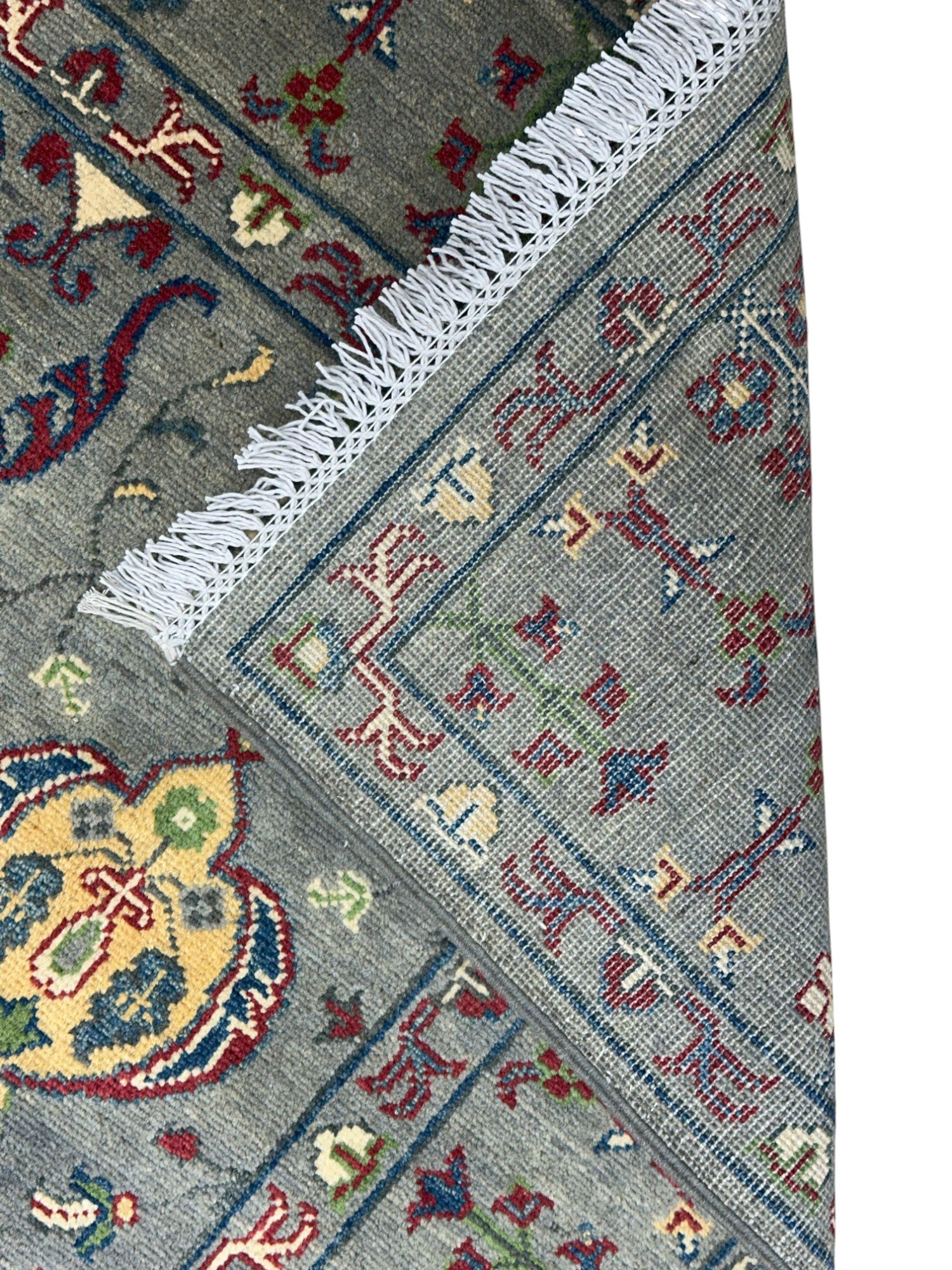Hand-Knotted Afghani Kazak Wool Rug – 5’6″ x 7’10″