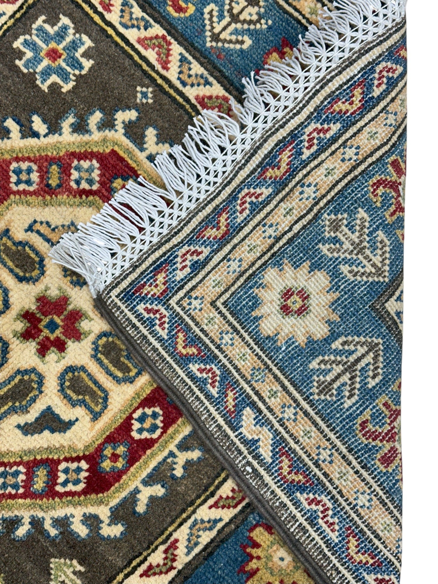 Hand-Knotted Afghani Kazak Wool Rug – 2’6″ x 9’6″