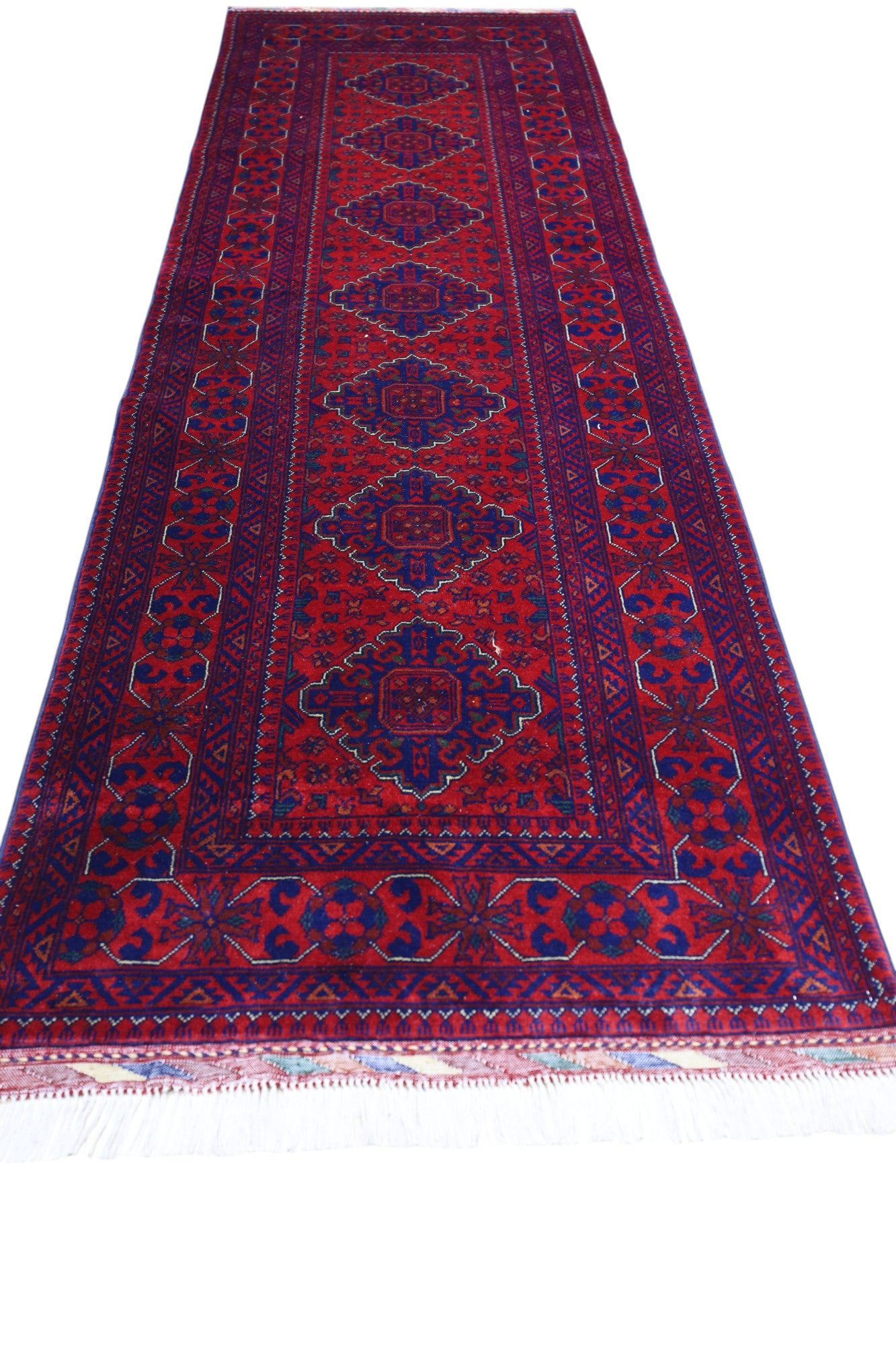 Hand-Knotted Afghani Khal Muhammadi Wool Rug – 2’11″ x 9’5″