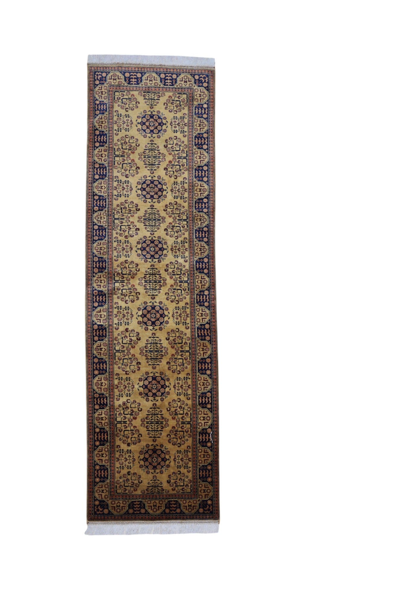 Hand-Knotted Afghani Bukharai Wool Rug – 2’10″ x 9’11″