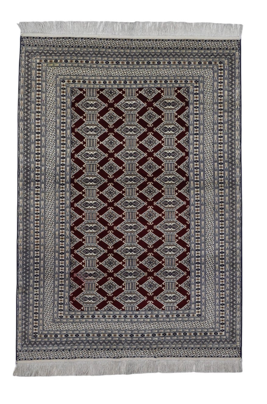 Hand-Knotted Afghani Herati Wool Rug – 4’2″ x 5’11″