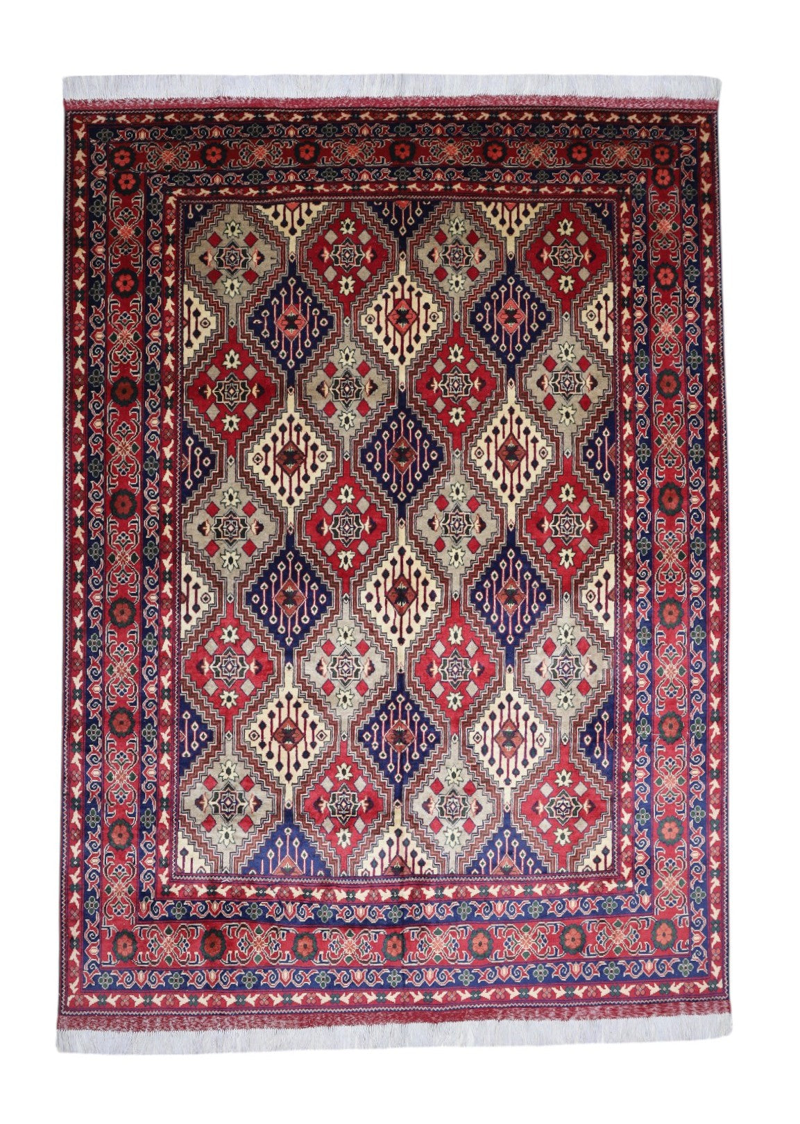 Hand-Knotted Afghani Kashi Wool Rug – 6’8″ x 9’2″