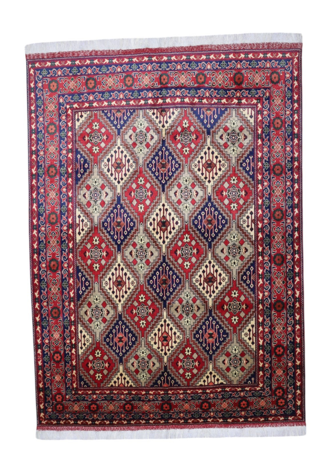 Hand-Knotted Afghani Kashi Wool Rug – 6’8″ x 9’2″