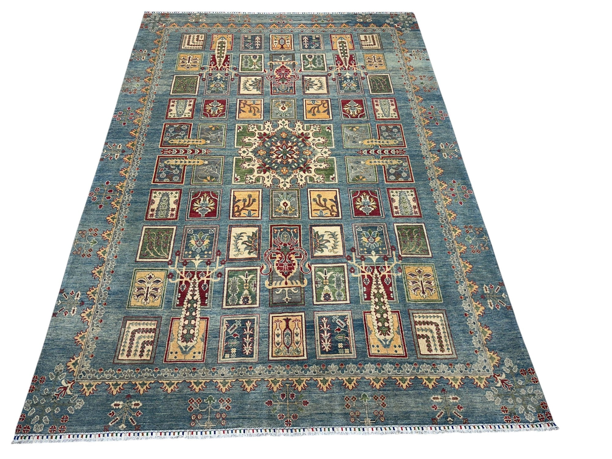 Hand-Knotted Afghani Kazak Wool Rug – 8’1″ x 11’3″