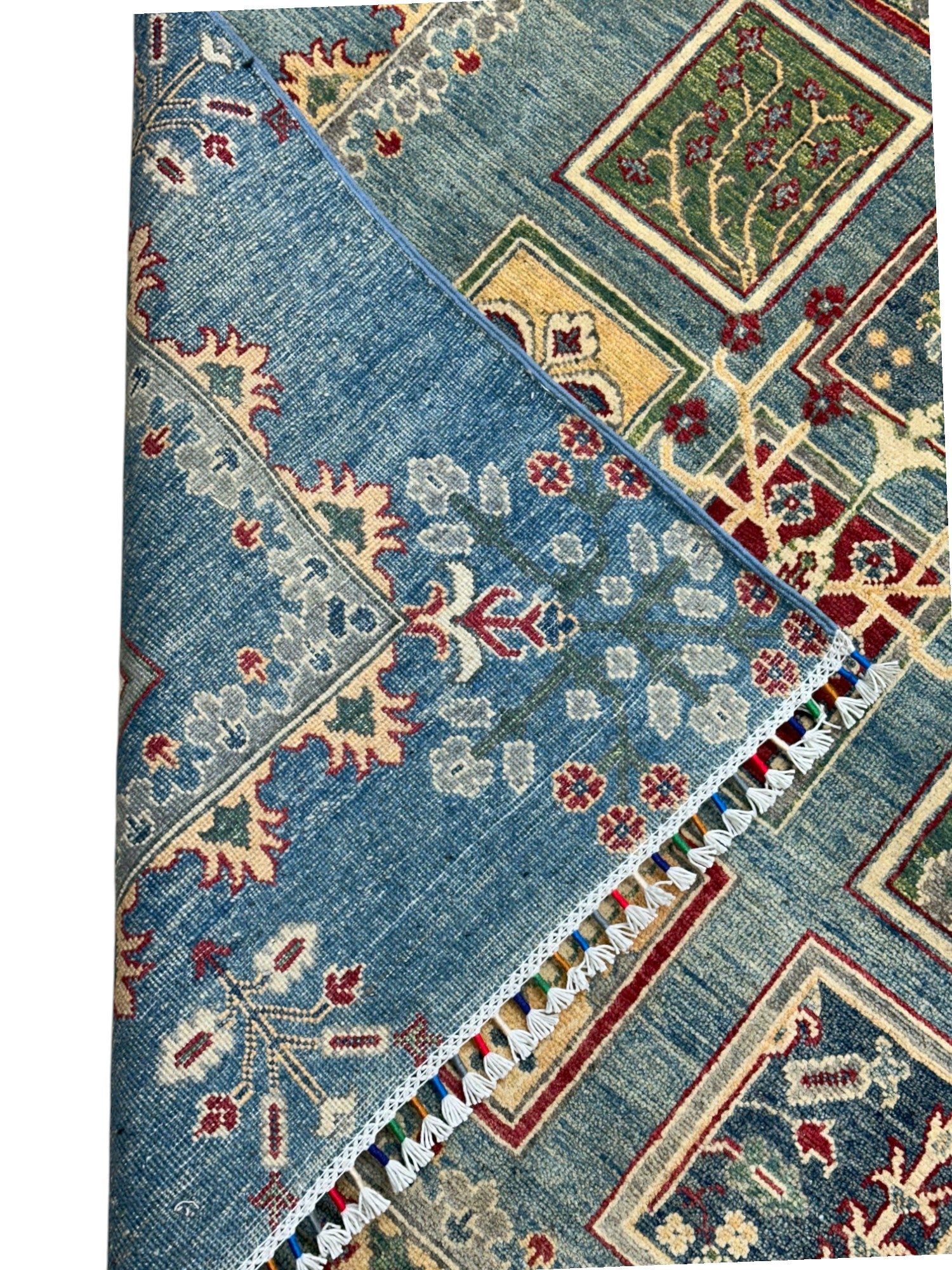 Hand-Knotted Afghani Kazak Wool Rug – 8’1″ x 11’3″