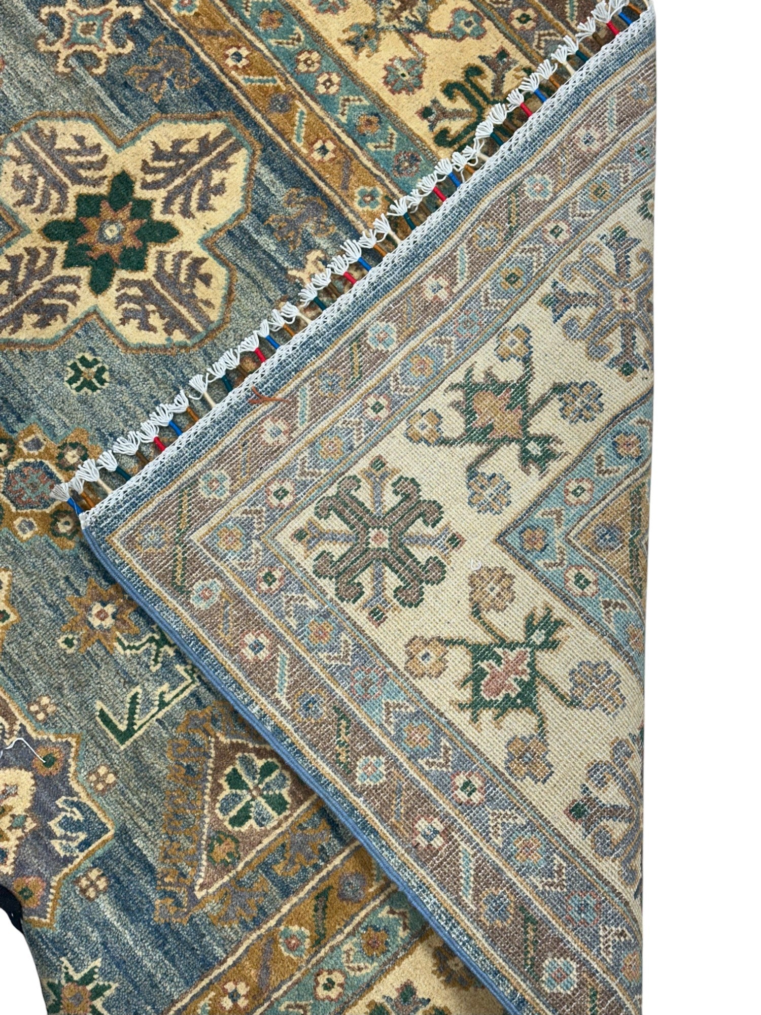 Hand-Knotted Afghani Kazak Wool Rug – 6’5″ x 9’8″