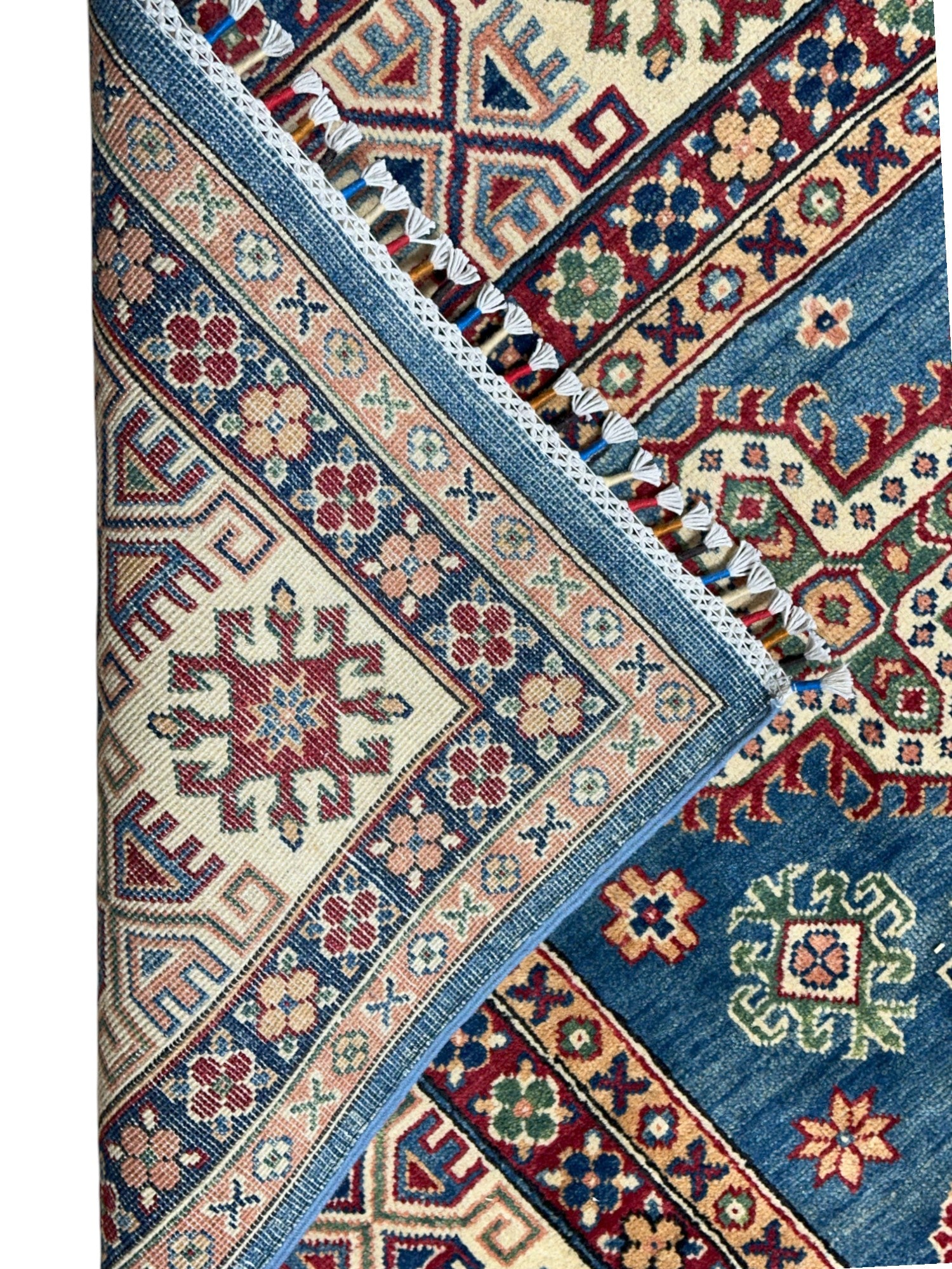 Hand-Knotted Afghani Kazak Wool Rug – 8’2″ x 10’0″