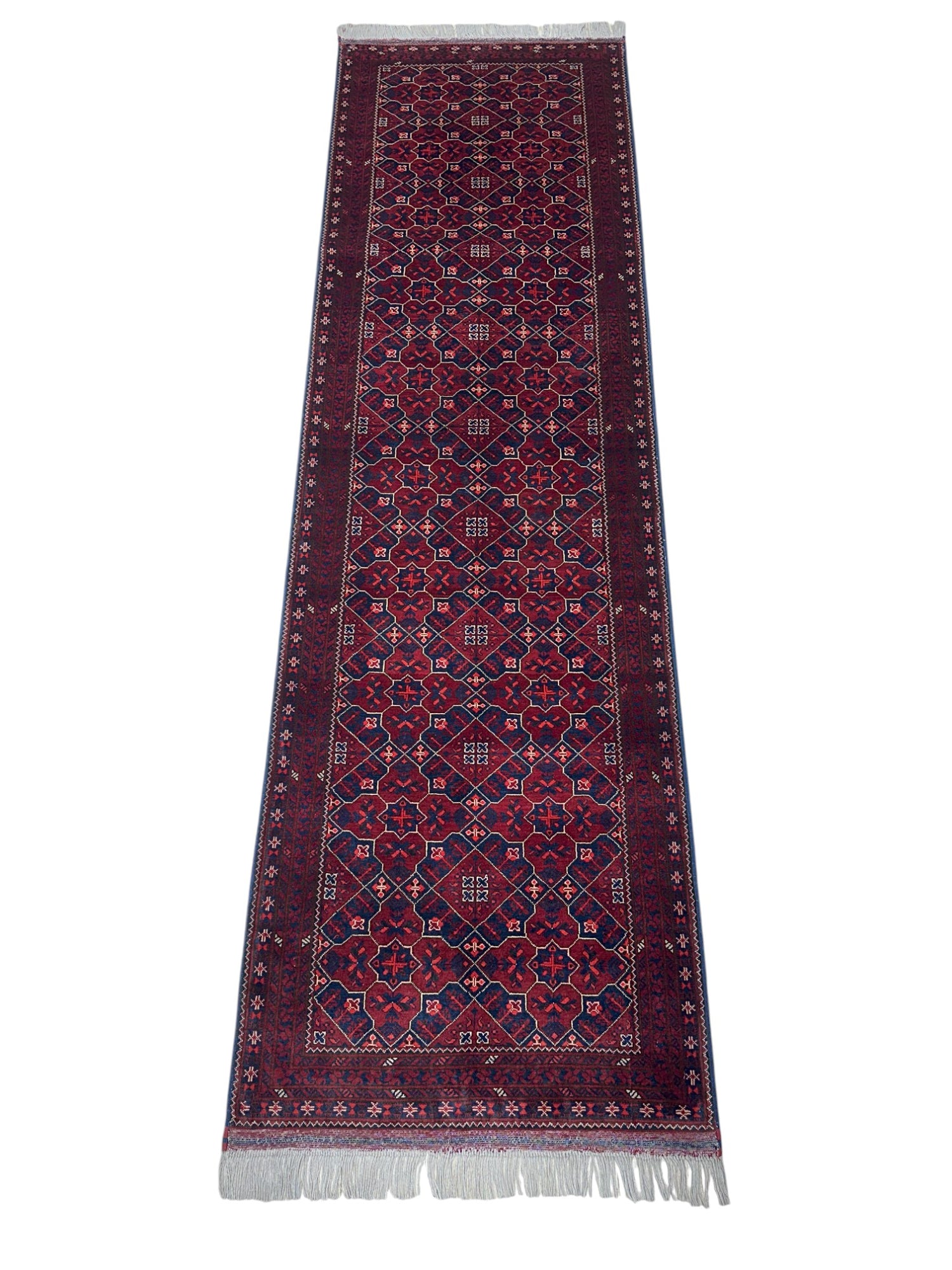 Hand-Knotted Afghani Yusufi Wool Rug – 2’11″ x 9’9″