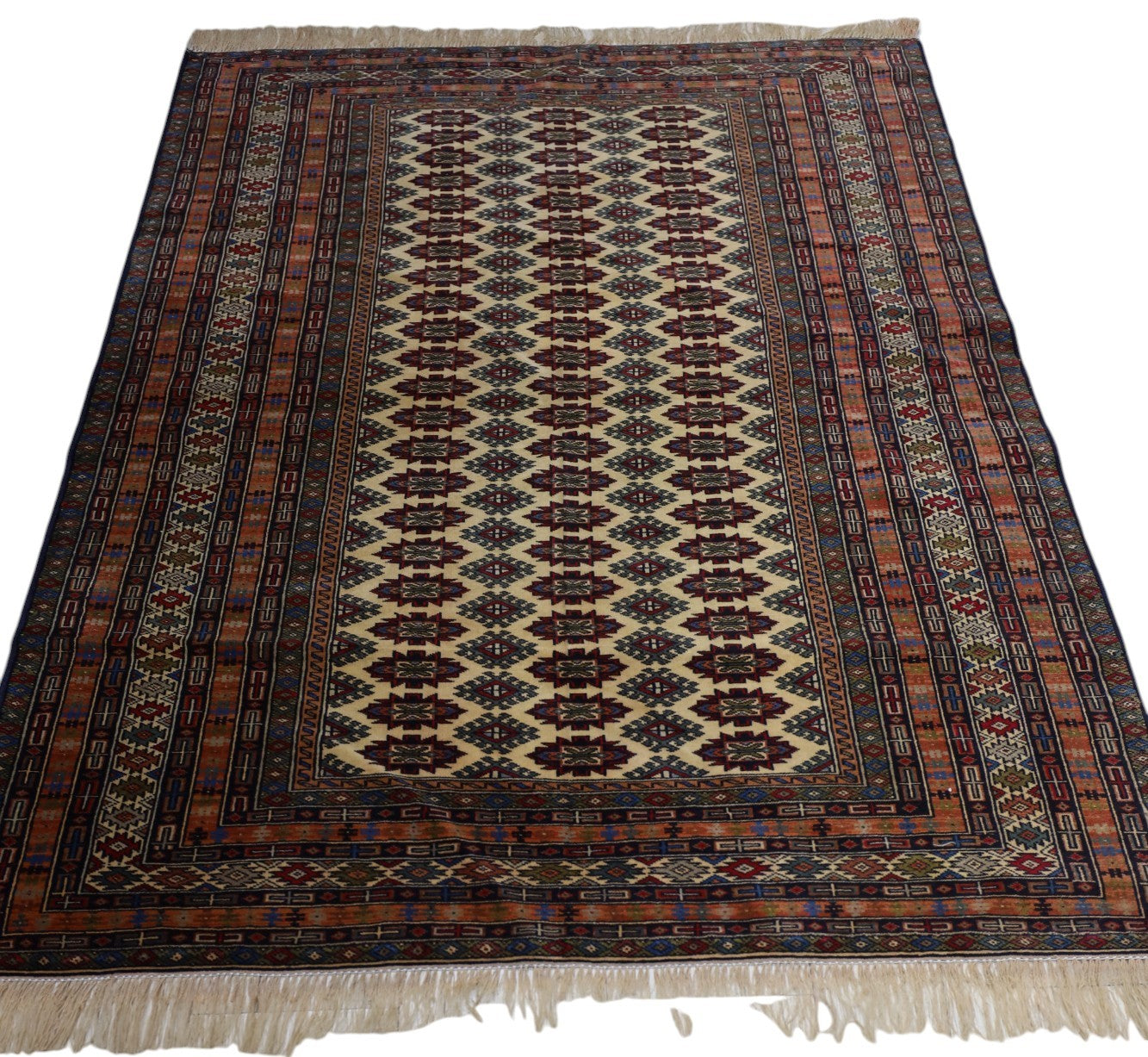 Hand-Knotted Afghani Herati Wool Rug – 4’1″ x 5’9″