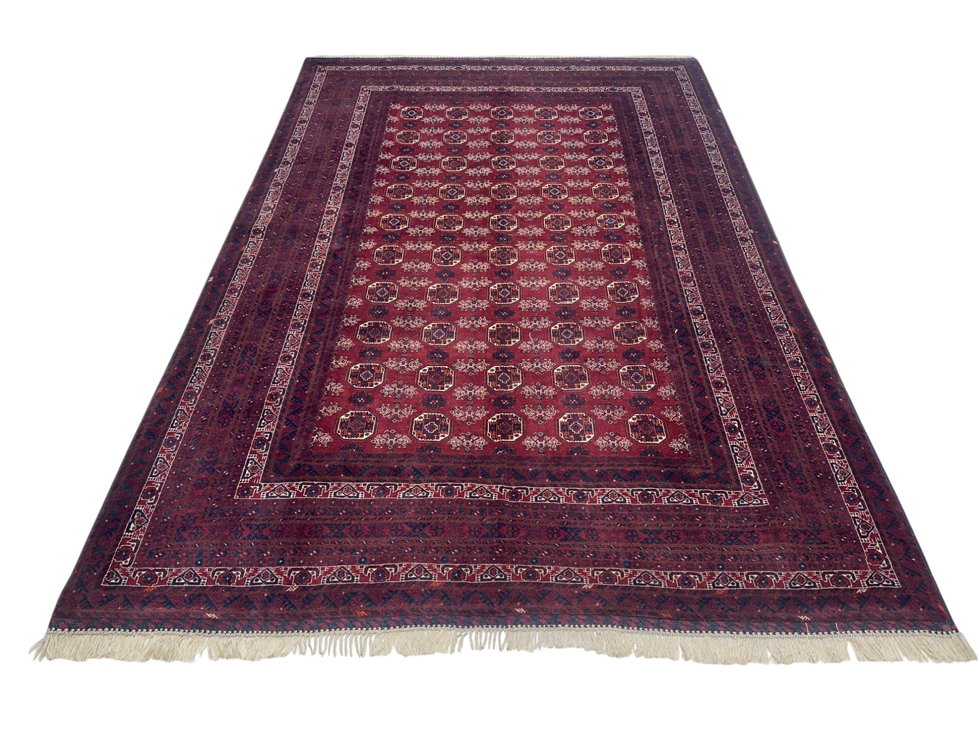 Hand-Knotted Afghani Waziri Wool Rug – 6’6″ x 9’5″